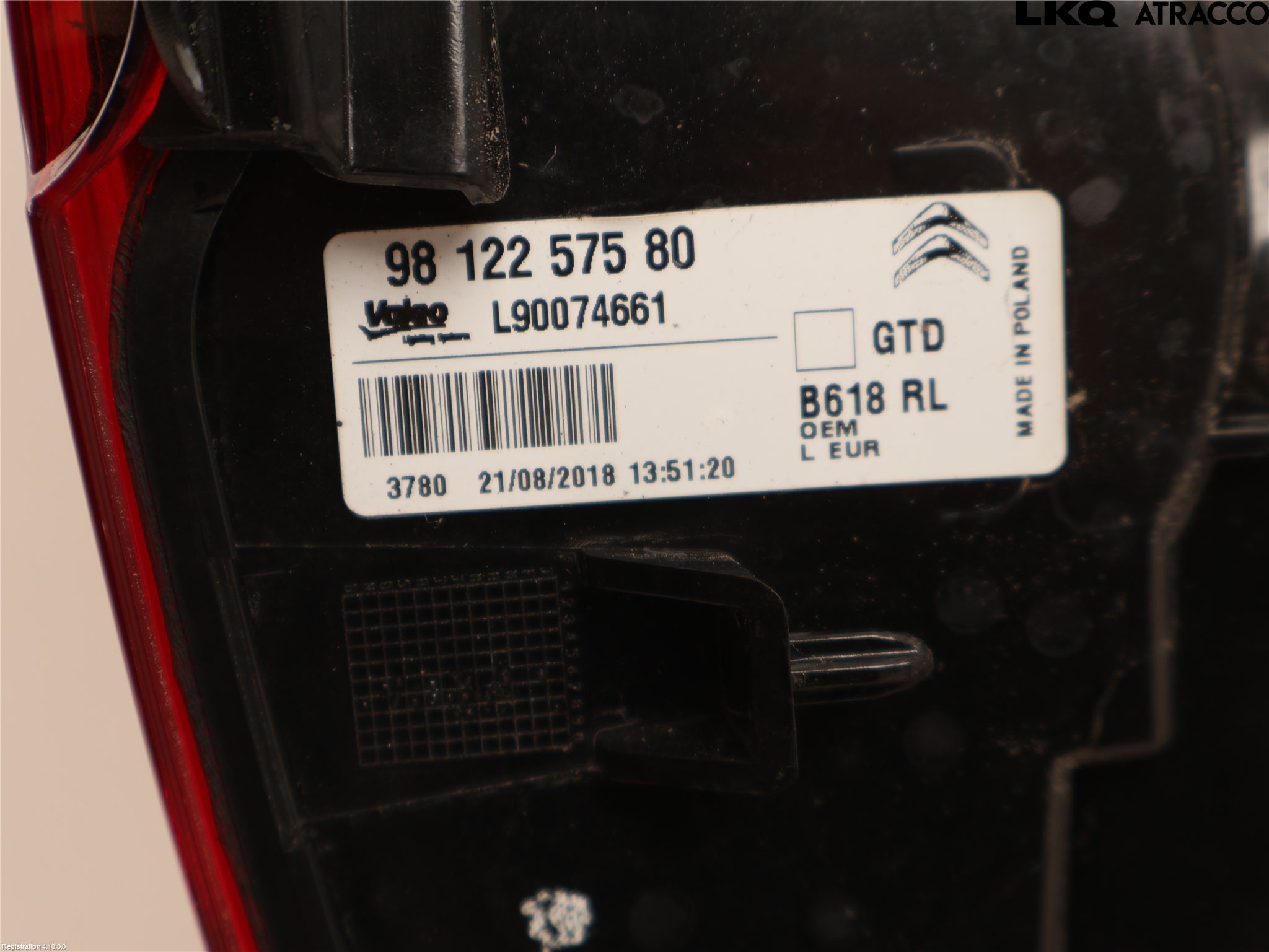 Citroen COTROEN C3 17-24 Bakljus Vänster