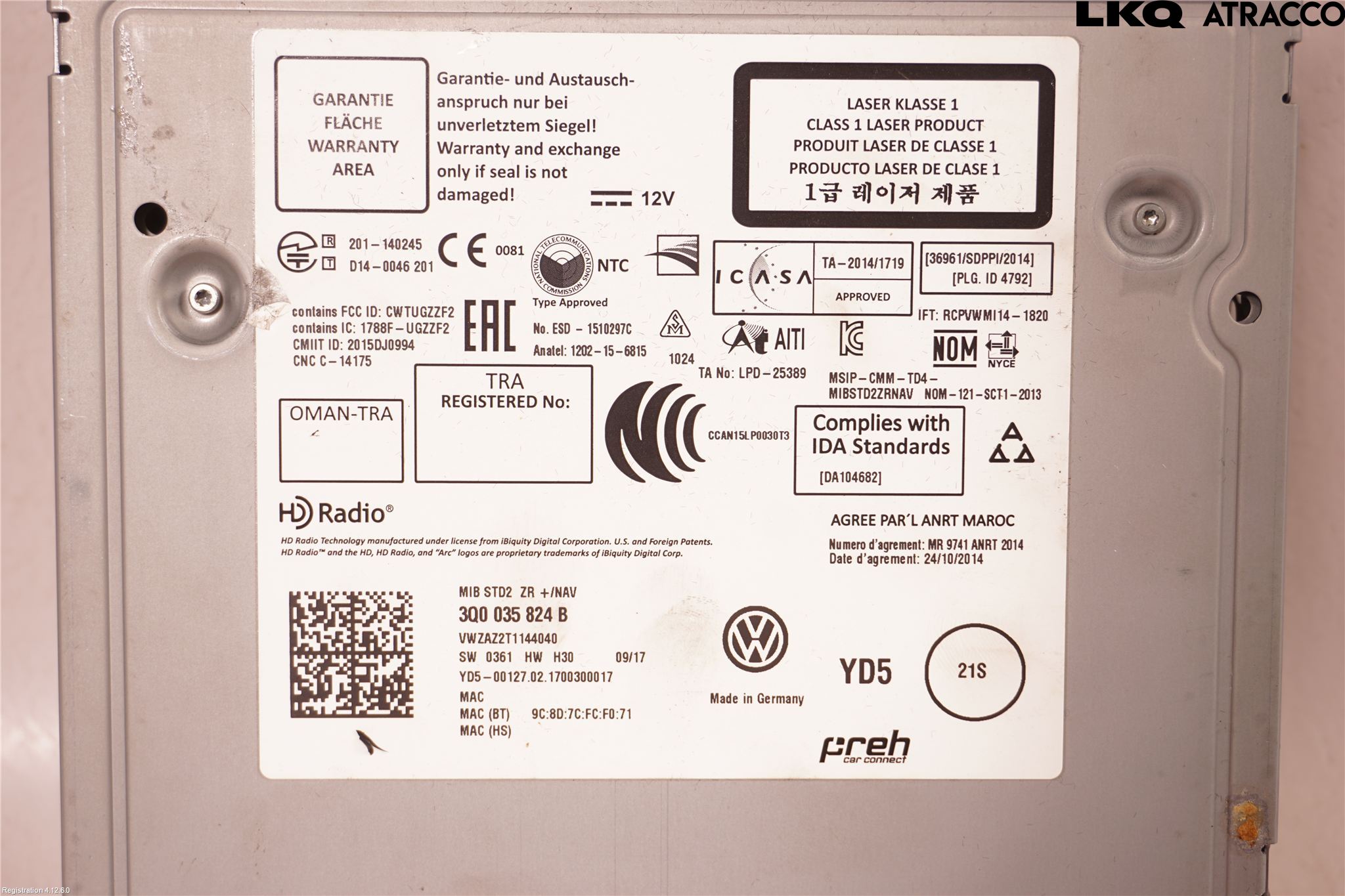 Volkswagen VW GOLF / E-GOLF VII 13-20 Styrenhet Multimedia
