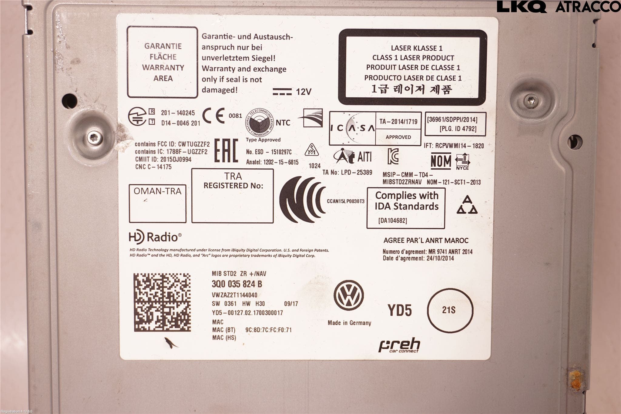 Volkswagen VW GOLF / E-GOLF VII 13-20 Styrenhet Multimedia