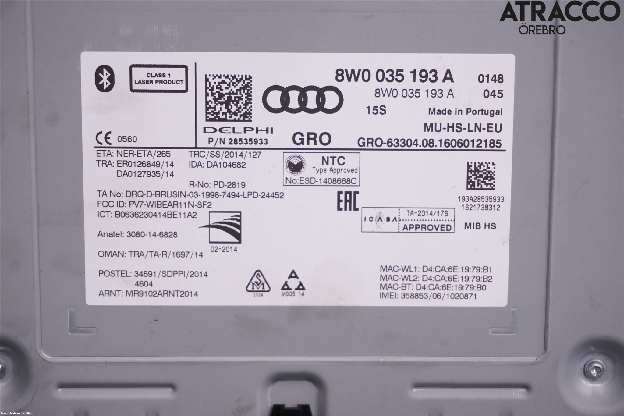 Audi A4/S4 B9 16-19 Cd Radio - Multimediapanel