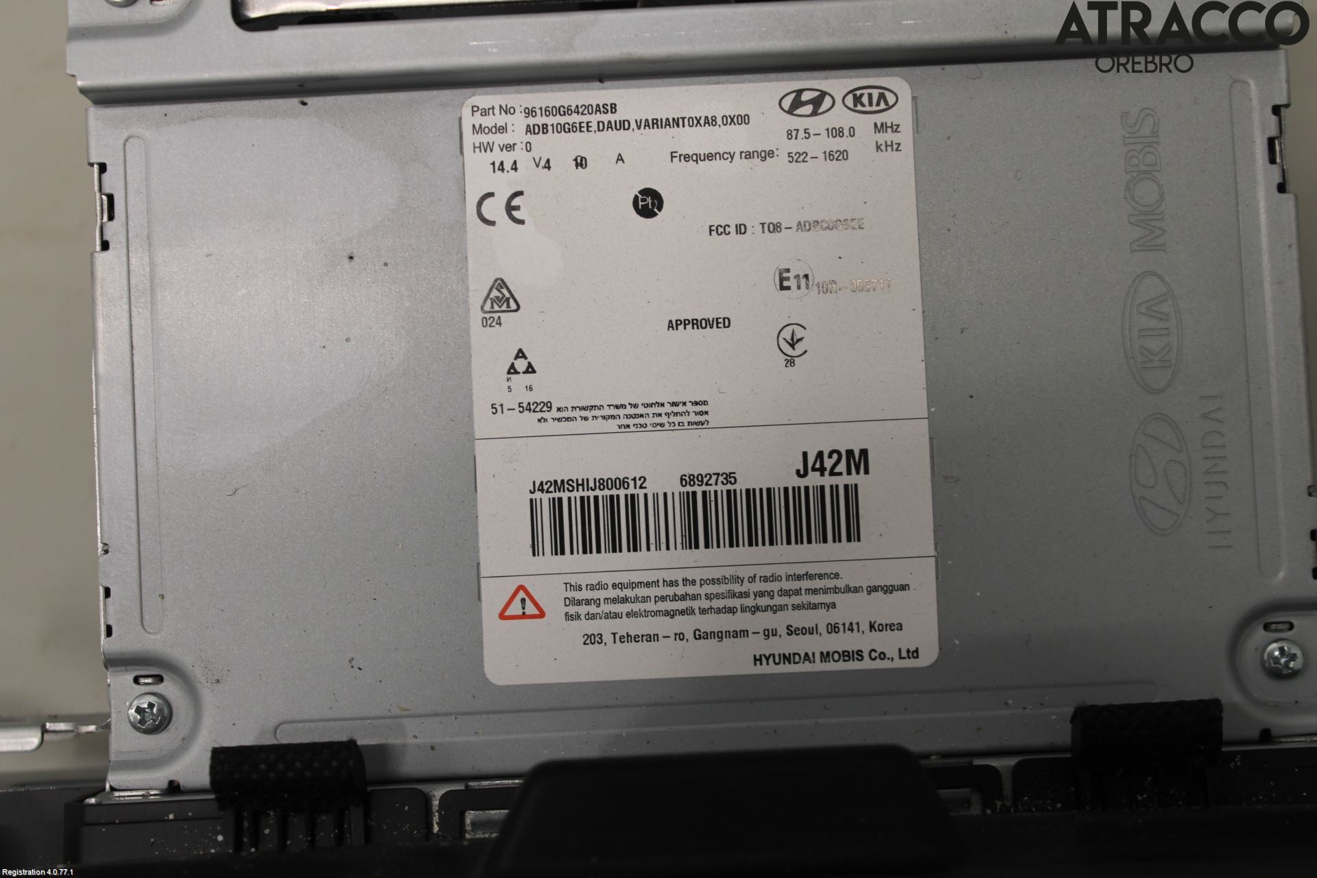 Kia PICANTO 17- Cd Radio - Multimediapanel