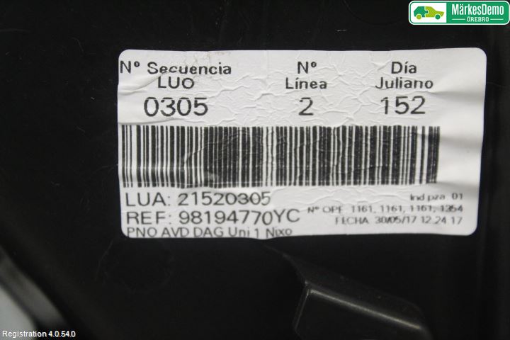 Citroen C4 PICASSO 14-18 Dörrklädsel Hö
