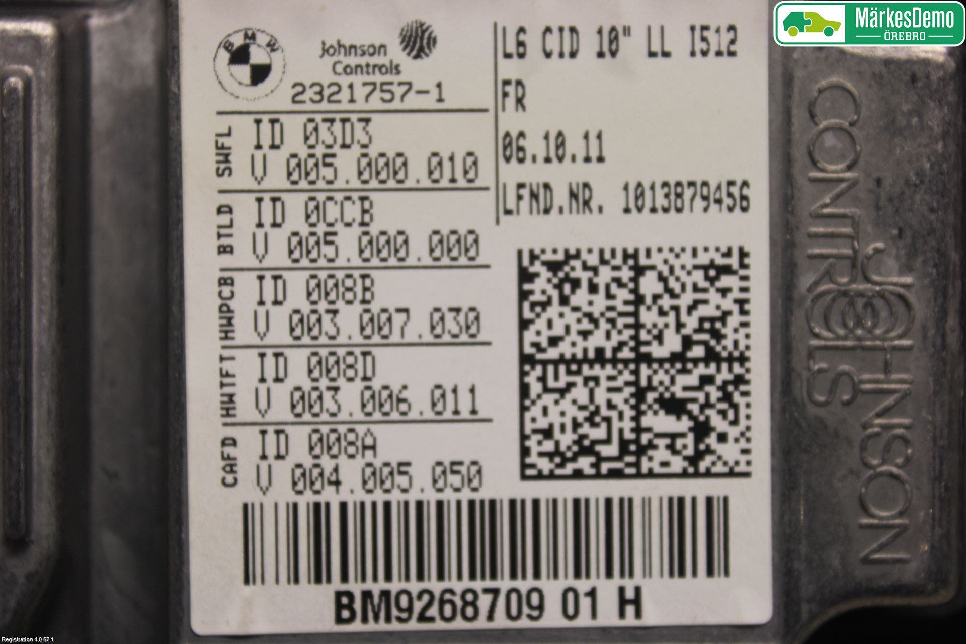 BMW 7 F01/02/03/04 09-15 Bildskärm