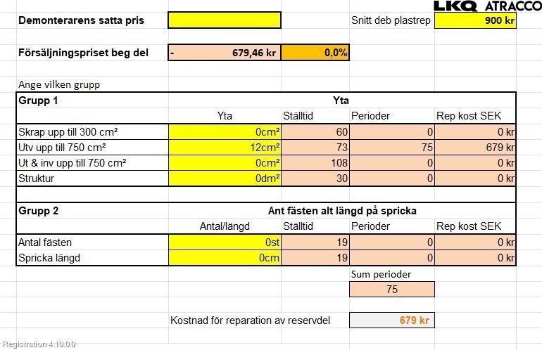Volvo V60 11-13 Stötfångarbeklädnad Bak