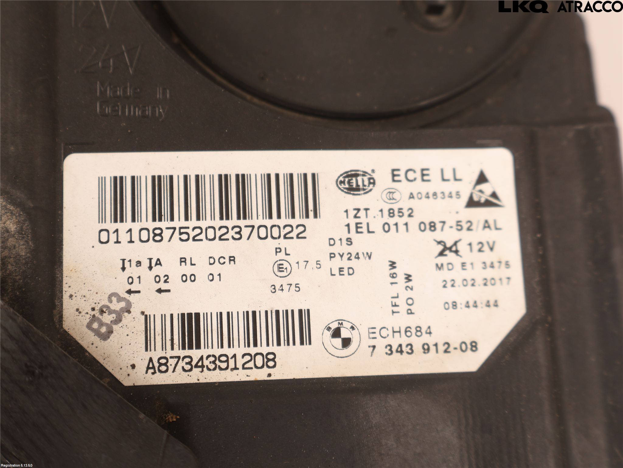 BMW 5 F10/F11/F18 09-17 Strålkastare Höger