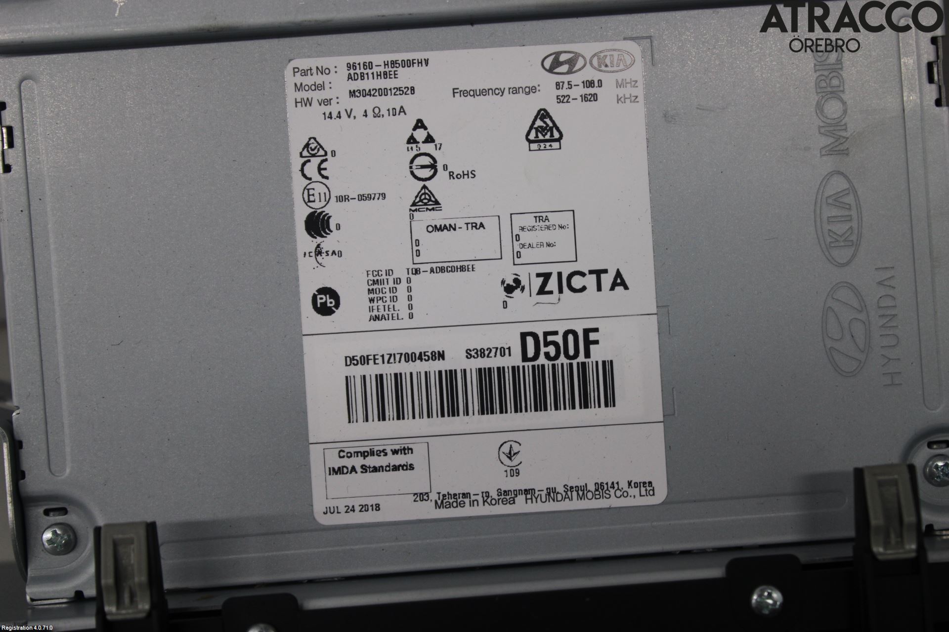Kia RIO 17- Cd Radio - Multimediapanel