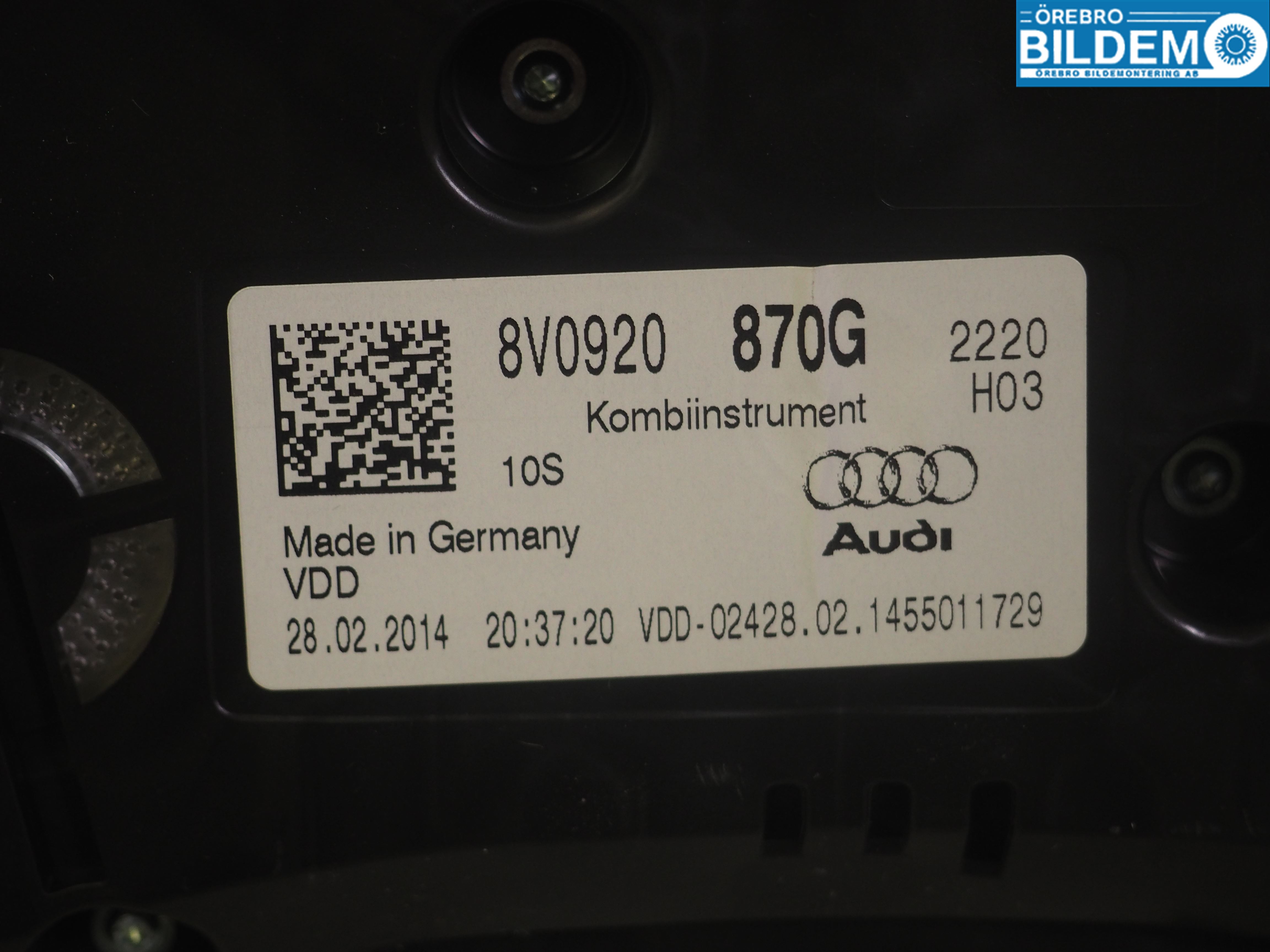 Audi A3/S3 8V 13-20 Instrument Komb
