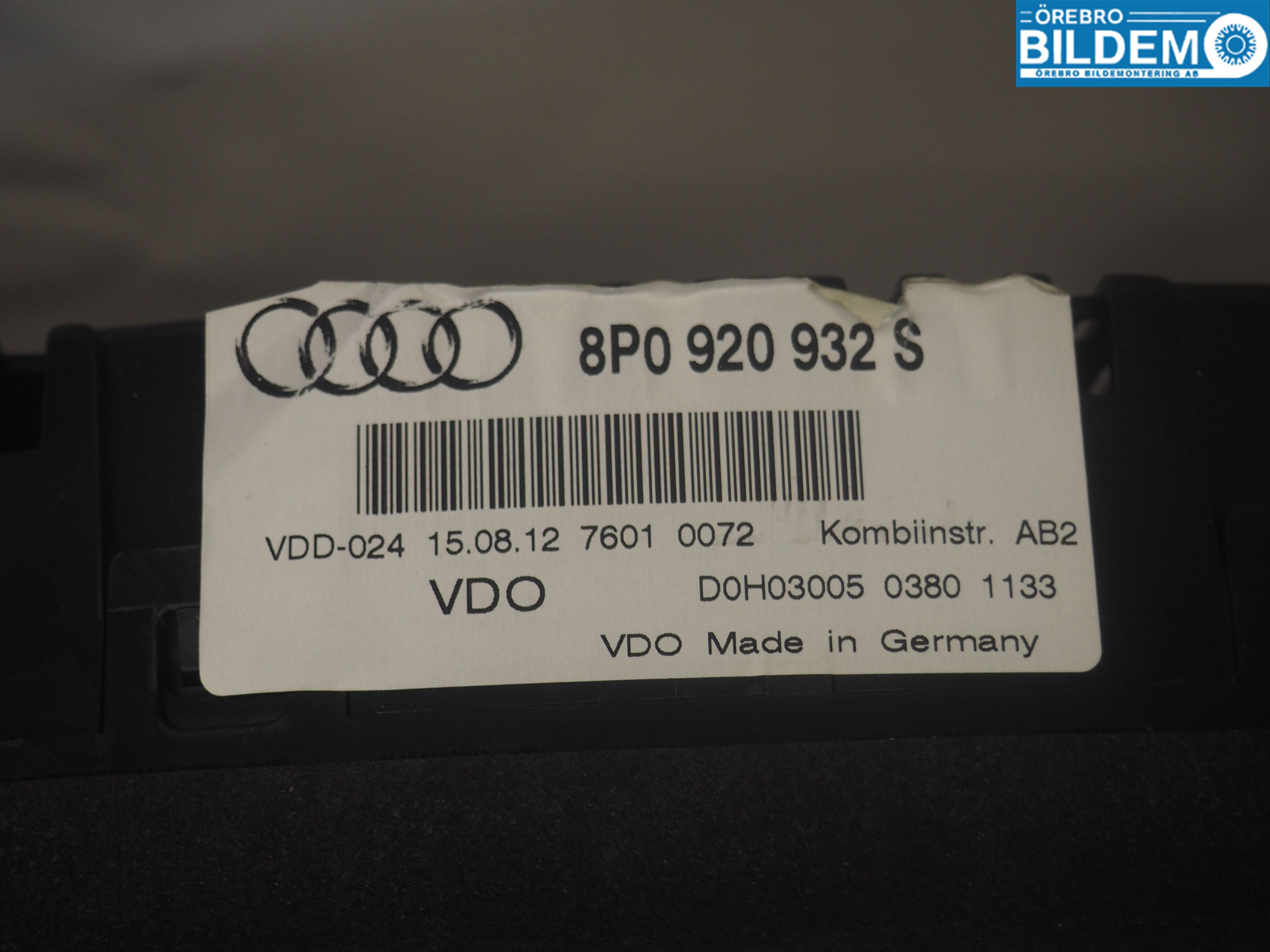 Audi A3/S3 05-13 Instrument Komb