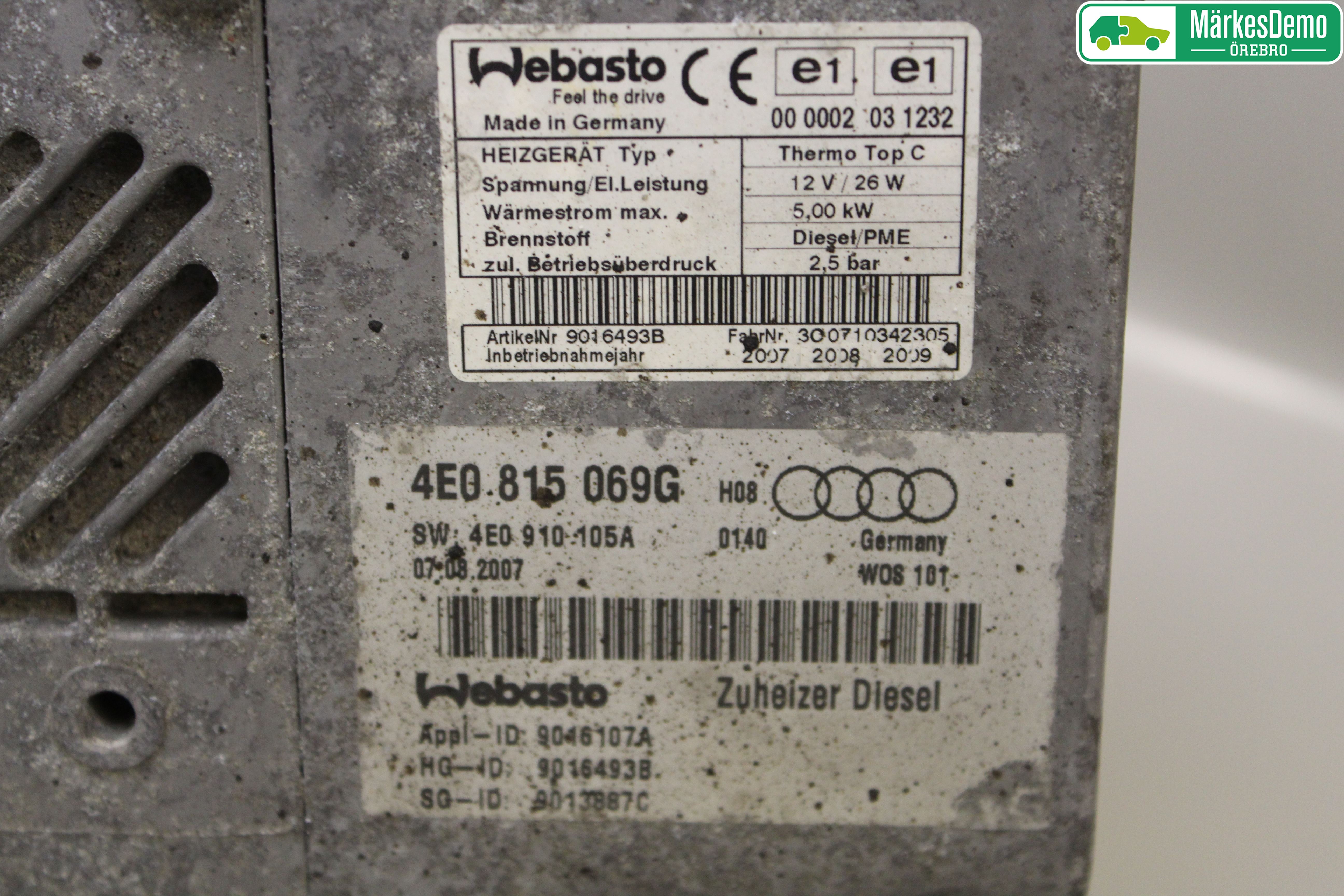 Audi A8/S8 4E  02-09 Dieselvärmare
