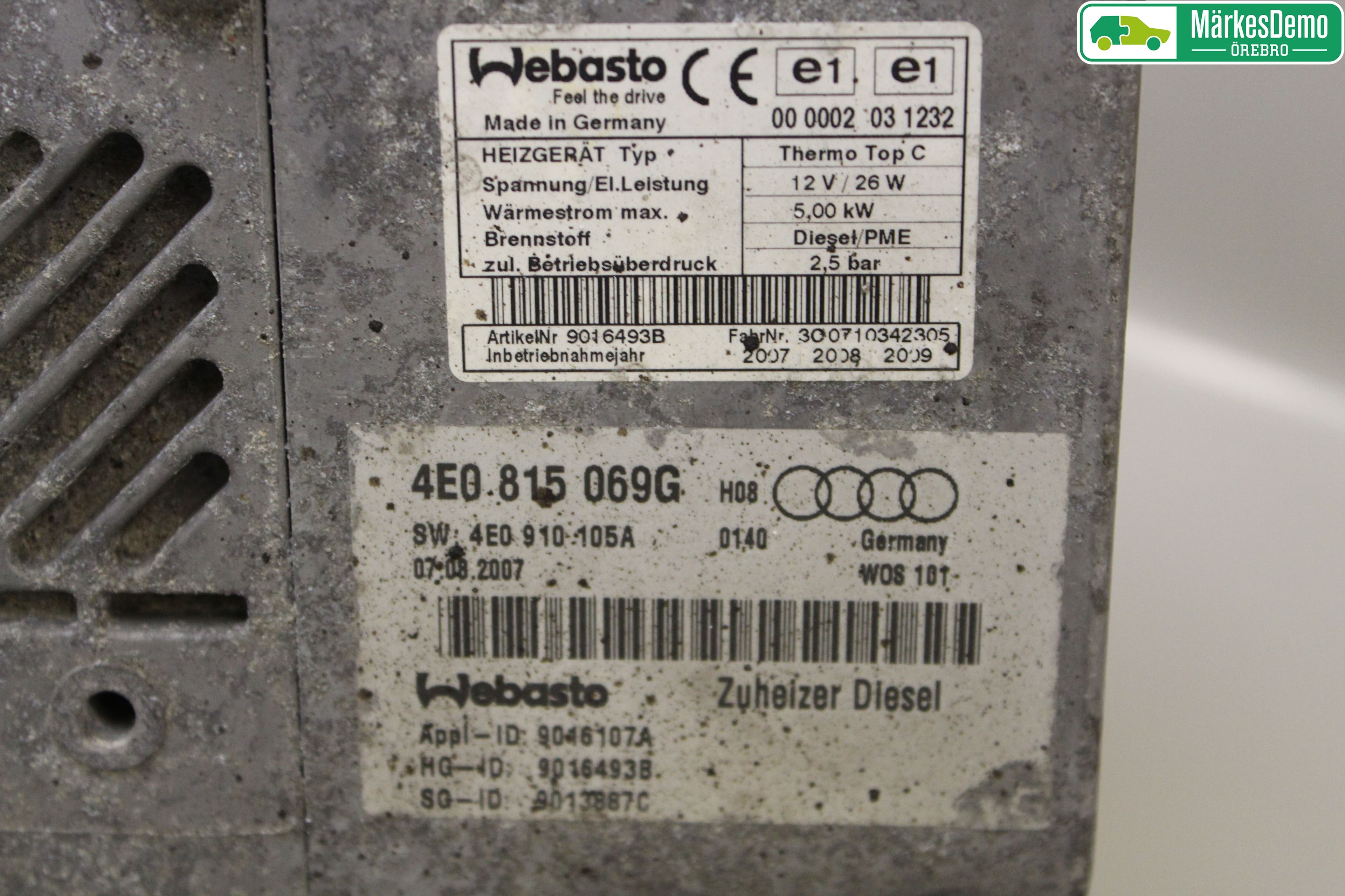 Audi A8/S8 4E  02-09 Dieselvärmare