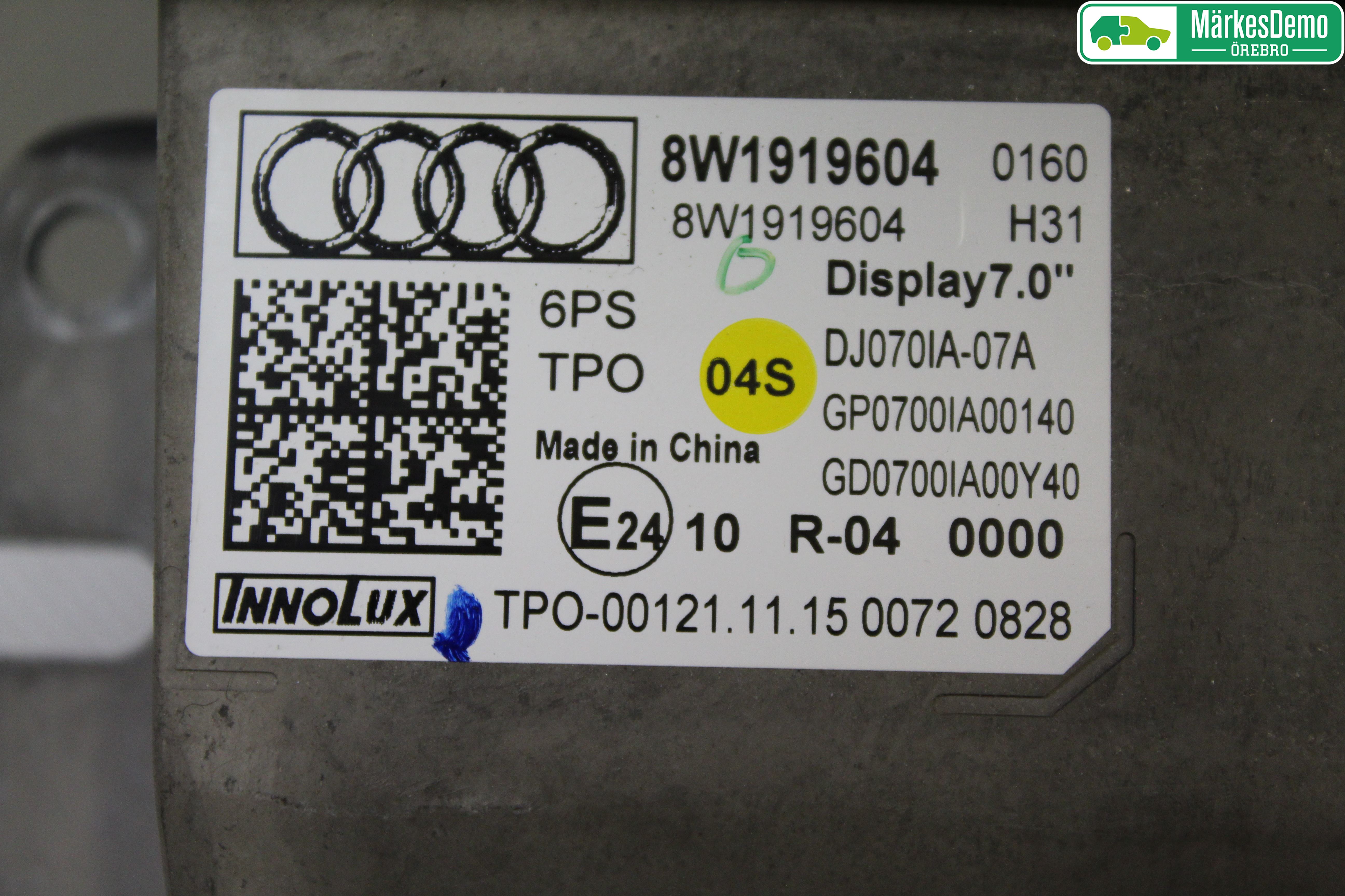 Audi A4/S4 B9 16-19 Bildskärm