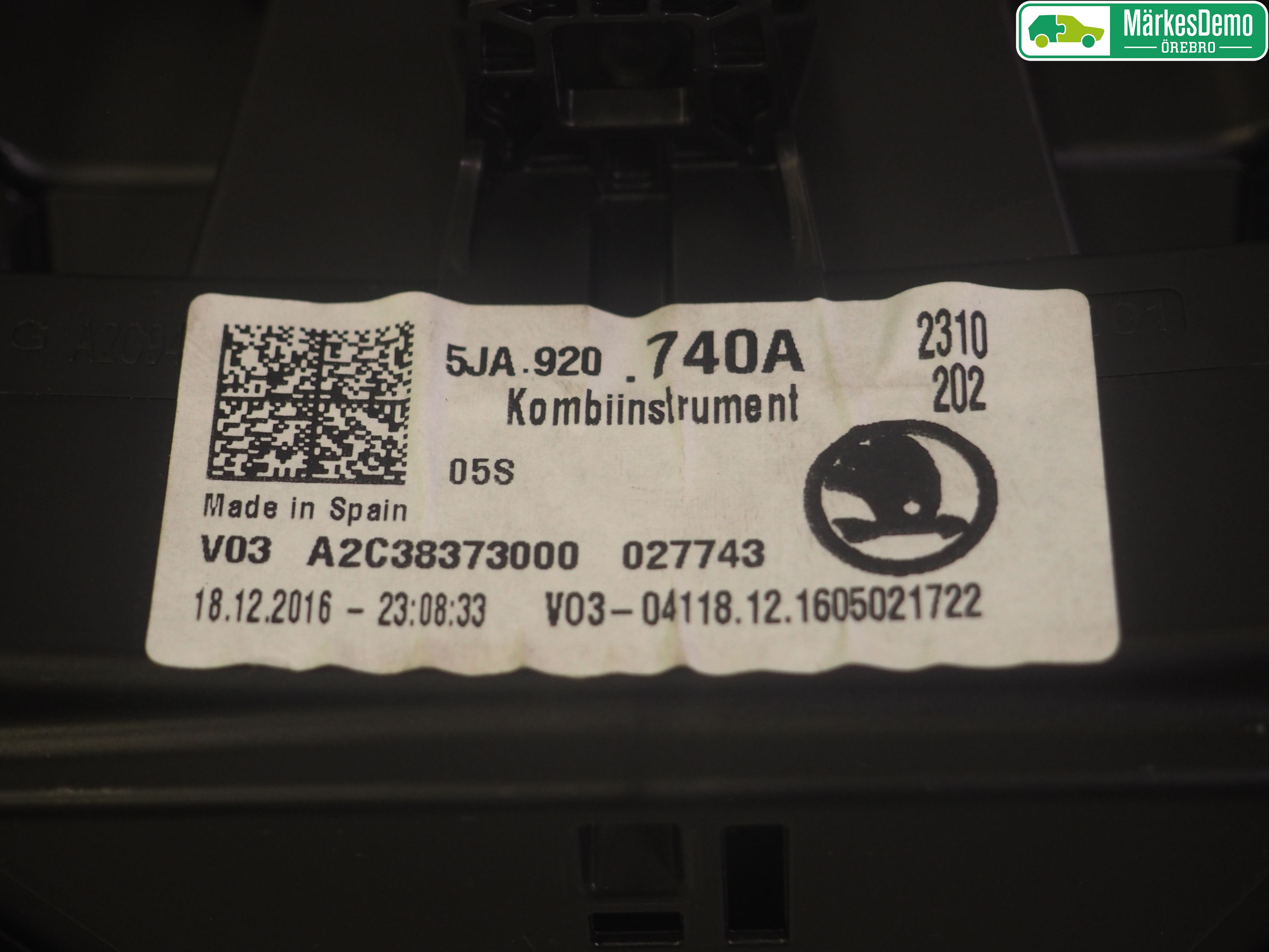 Skoda RAPID Instrument Komb