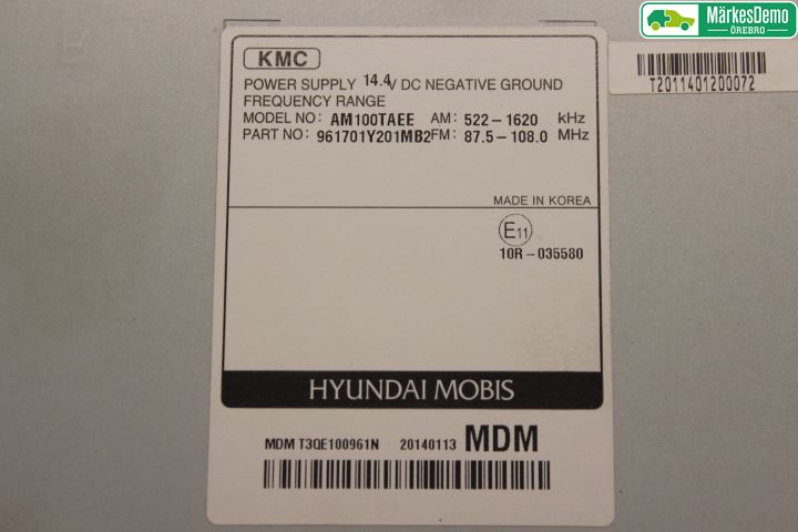 Kia PICANTO 12-17 Cd Radio - Multimediapanel