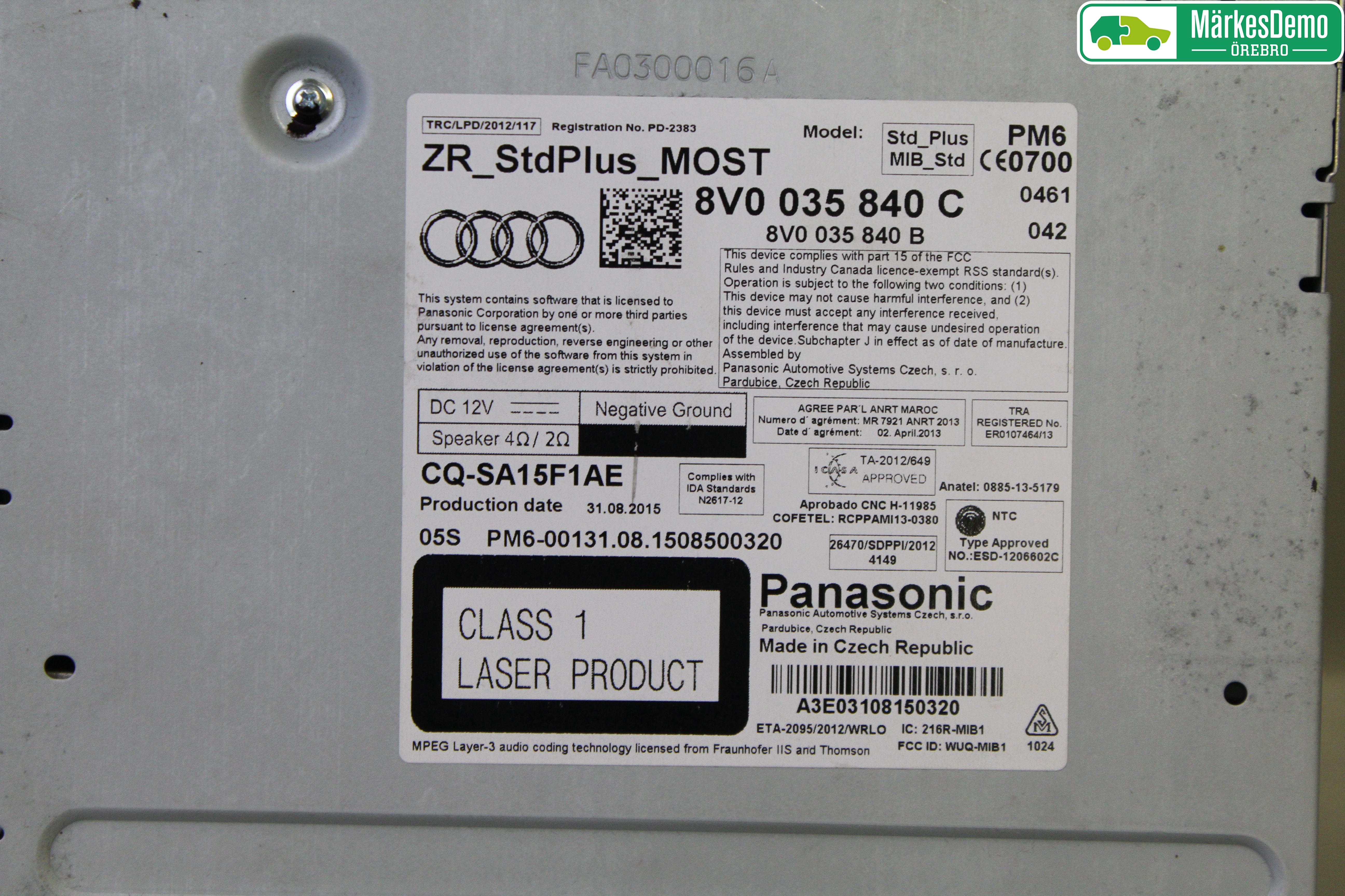 Audi A3/S3 8V 13-20 Cd Radio - Multimediapanel