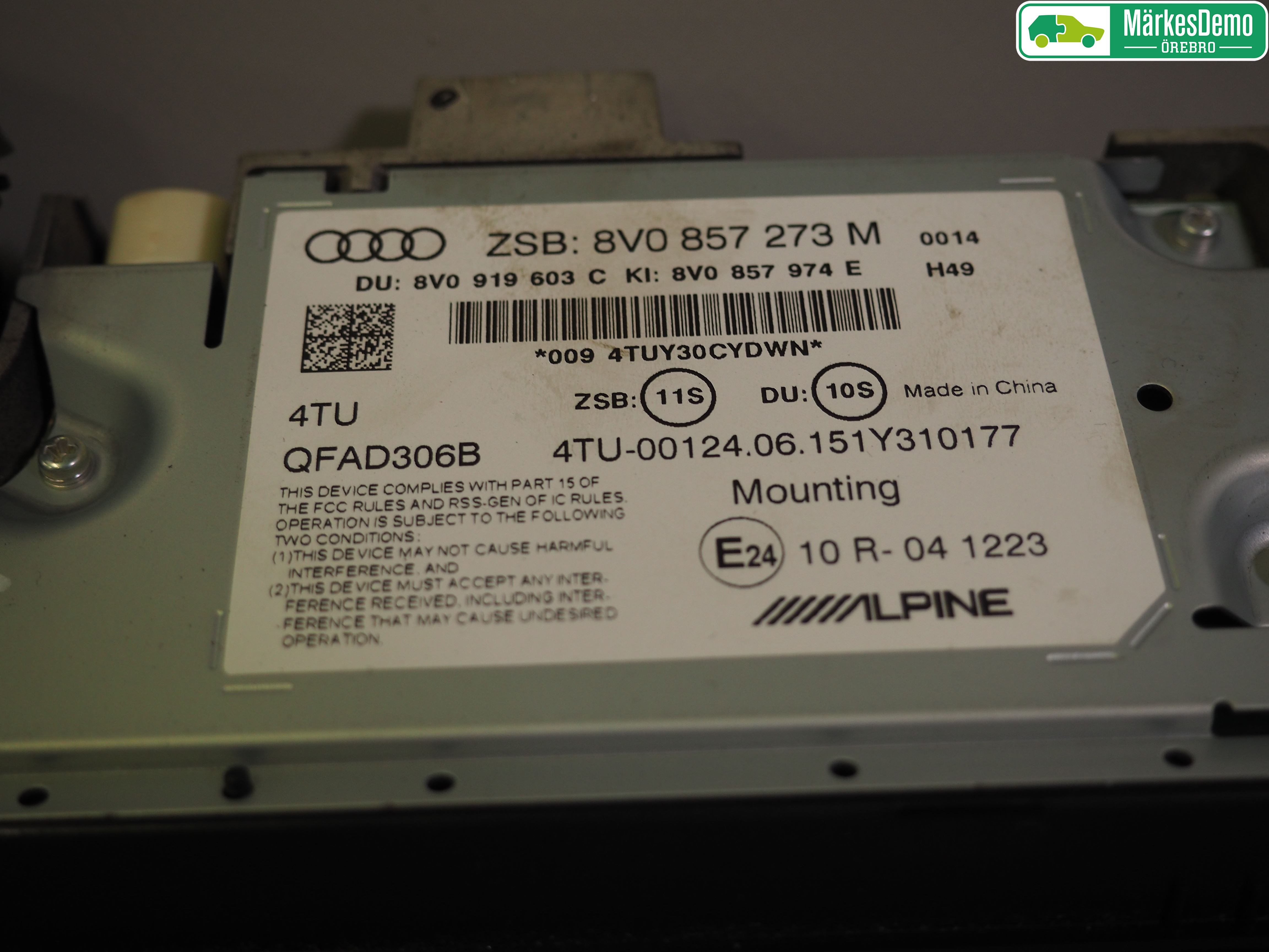 Audi A3/S3 8V 13-20 Bildskärm