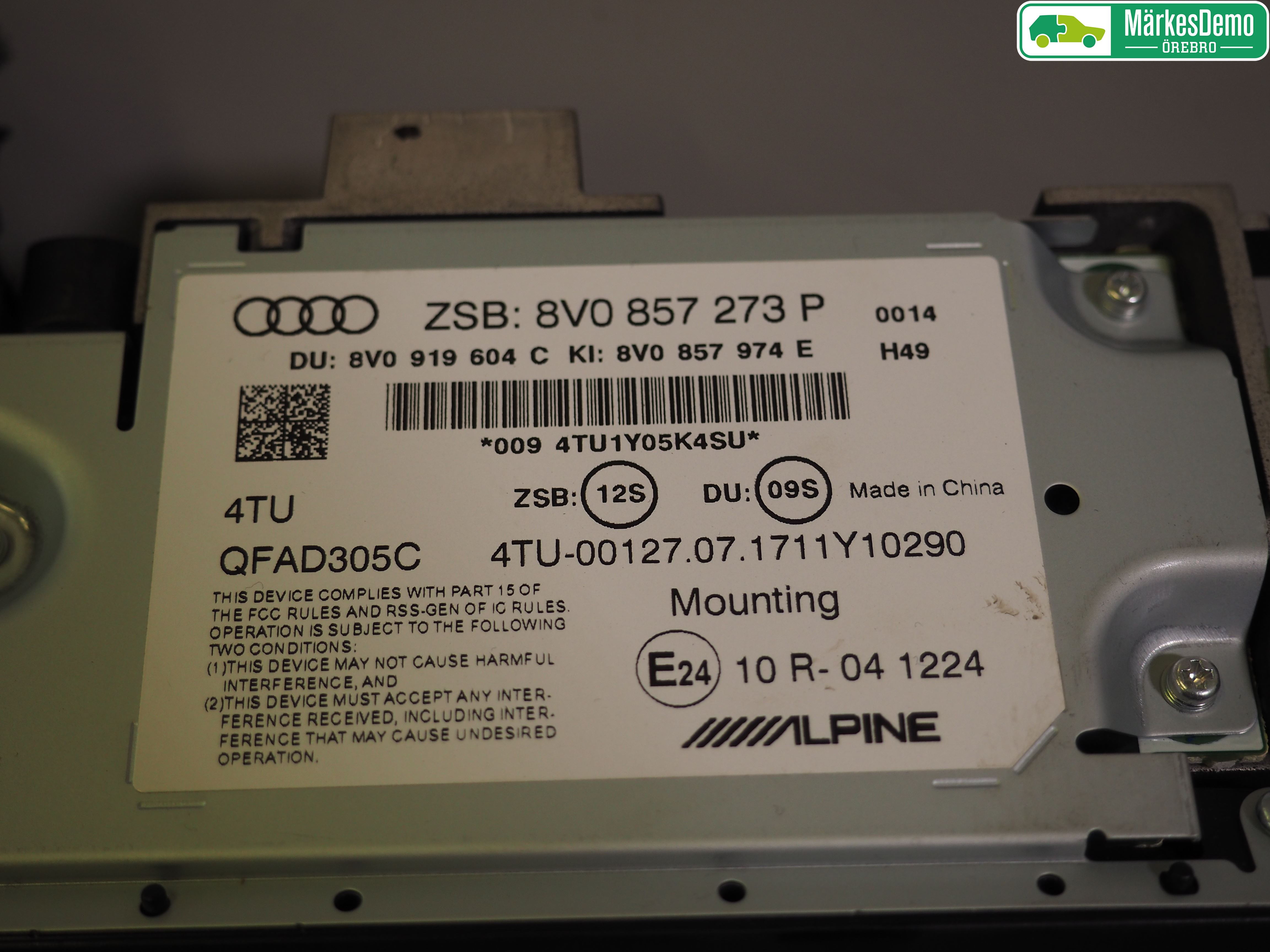 Audi A3/S3 8V 13-20 Bildskärm