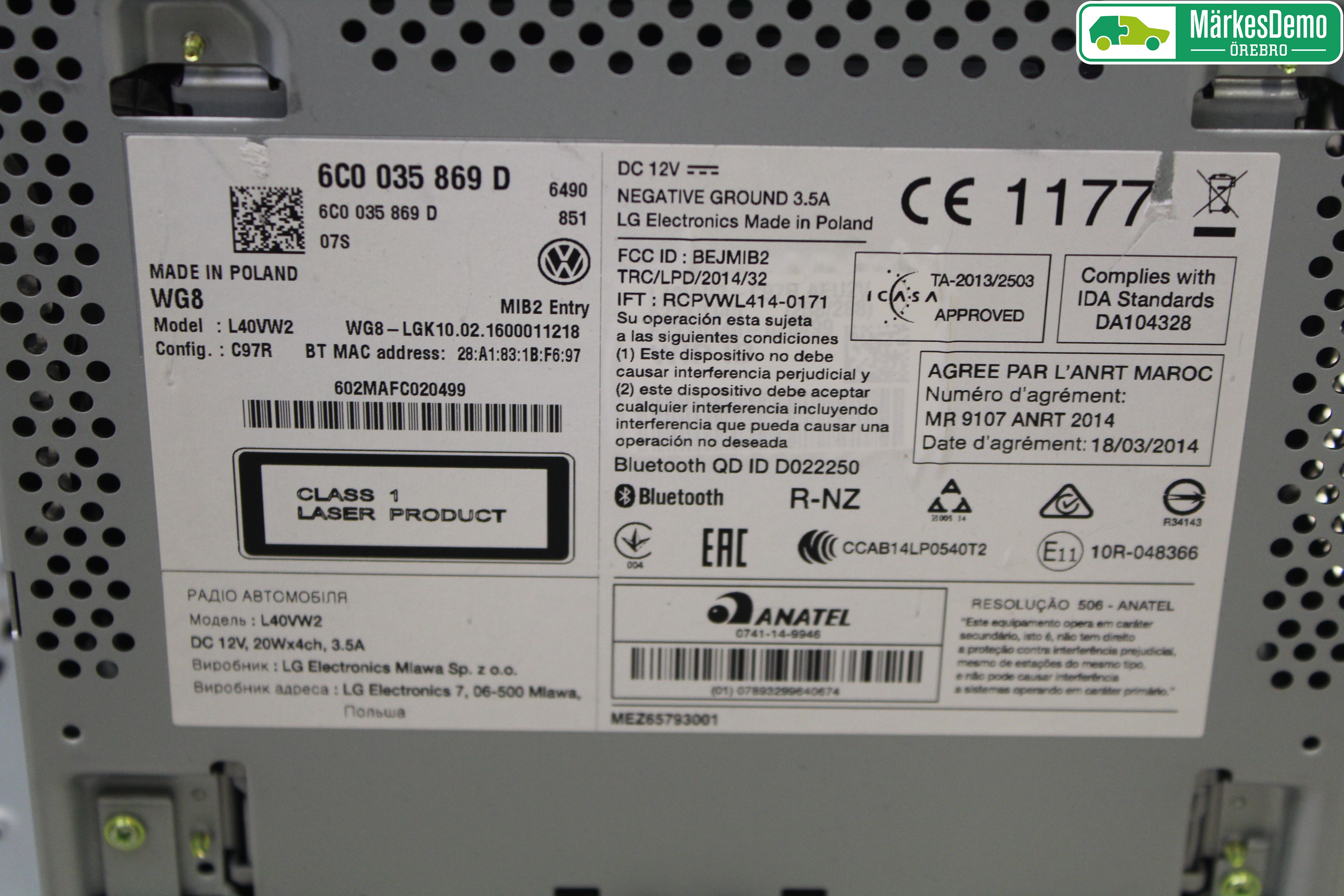 Volkswagen VW POLO 10-17 Radio