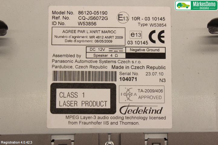 Toyota AVENSIS 09-15 Cd Radio - Multimediapanel