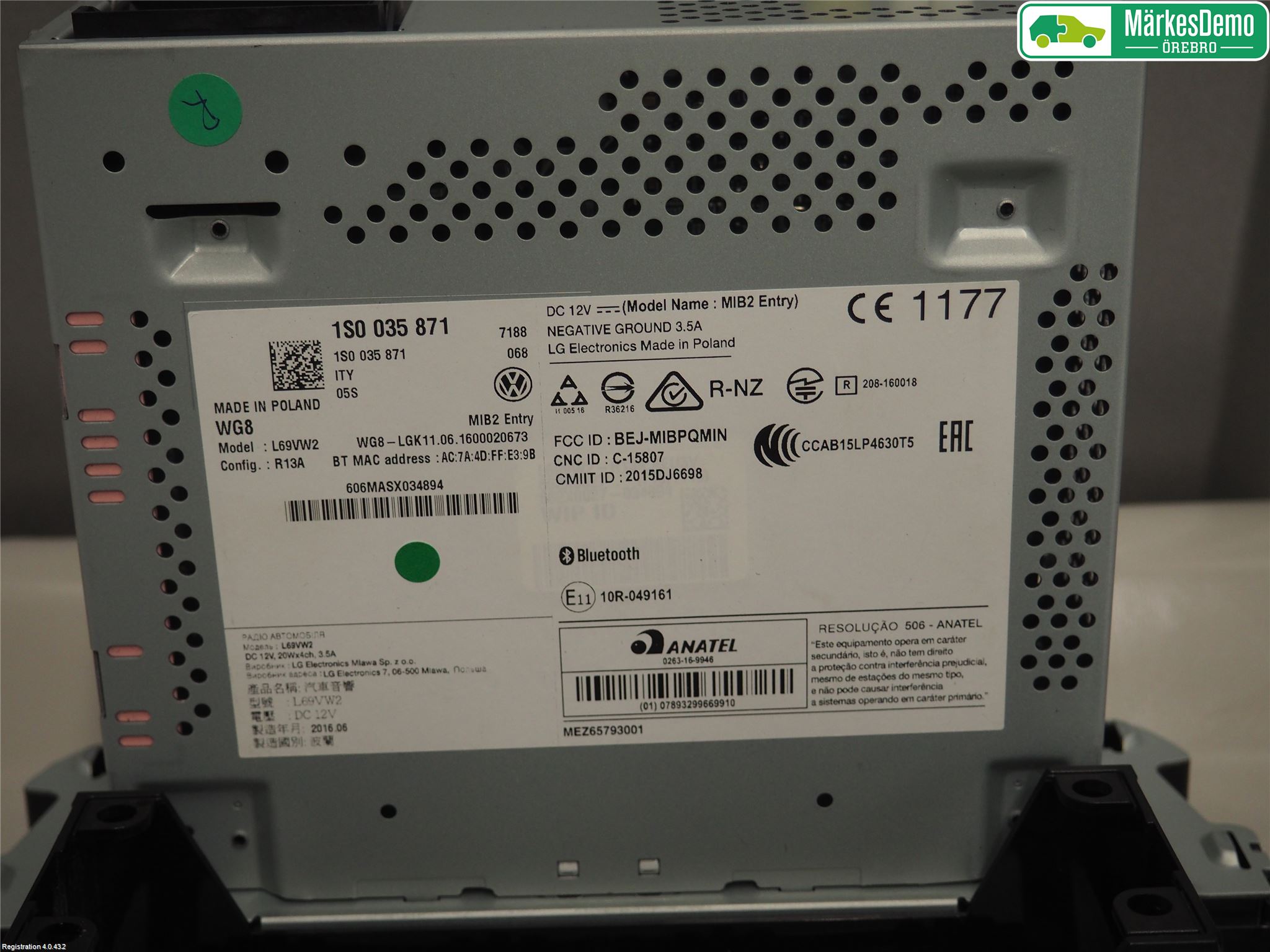 Volkswagen VW UP! / E-UP! Radio