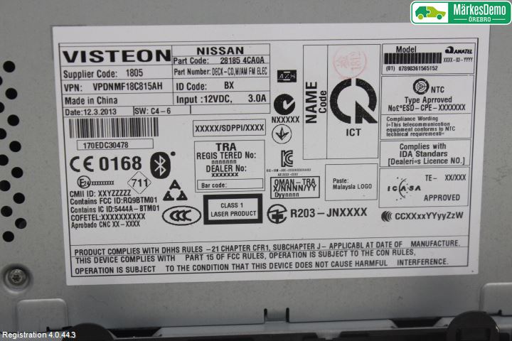 Nissan QASHQAI 14-17 Cd Radio - Multimediapanel