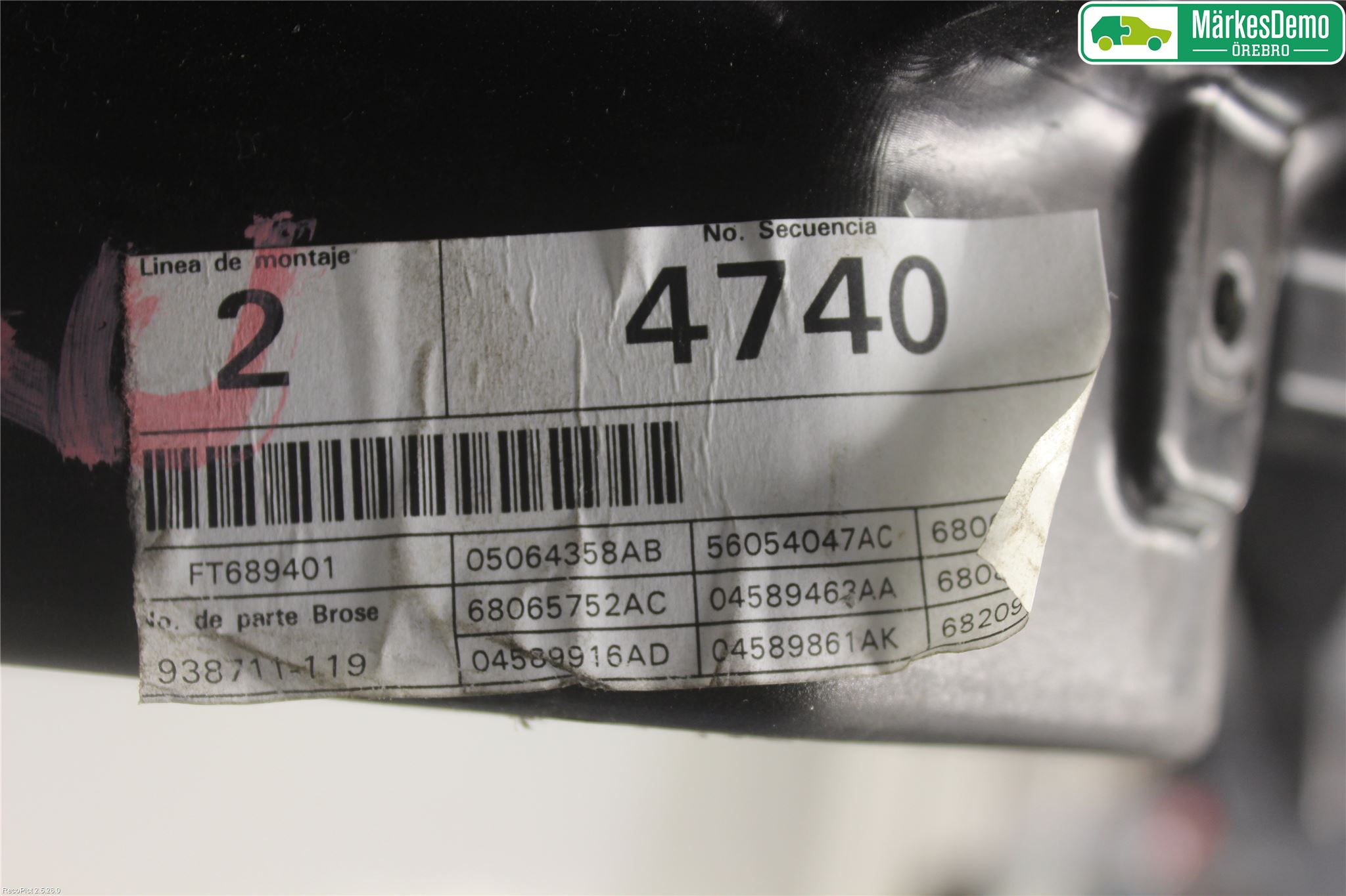 Fiat FREEMONT Fönsterhissmekanism