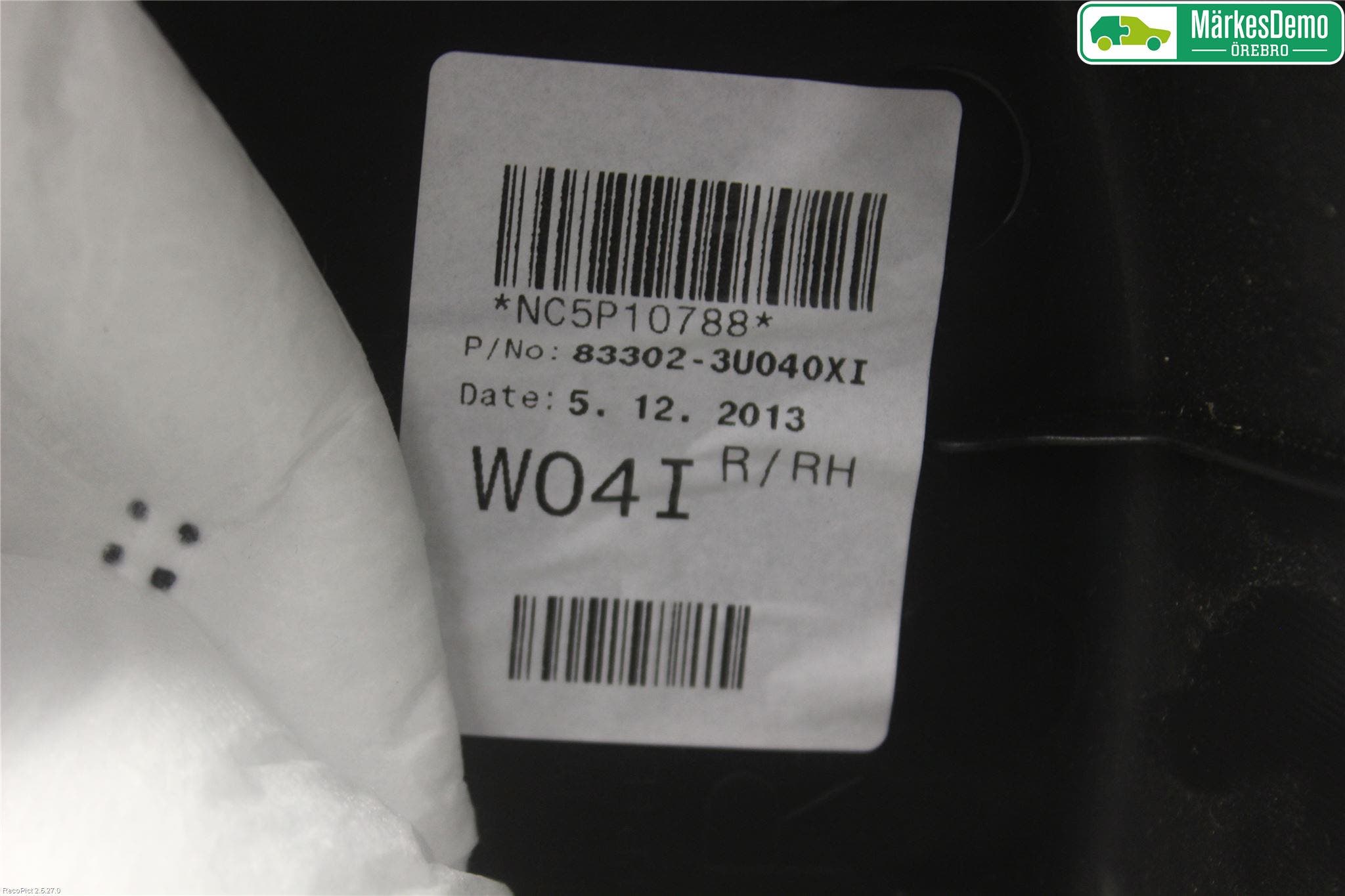 Kia SPORTAGE (SL) 11-15 Dörrklädsel Hö