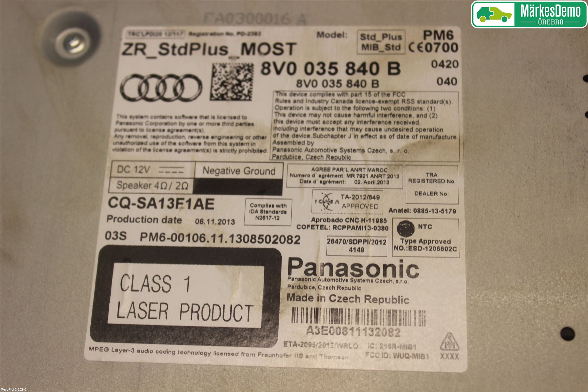 Audi A3/S3 8V 13-20 Radio Övrigt