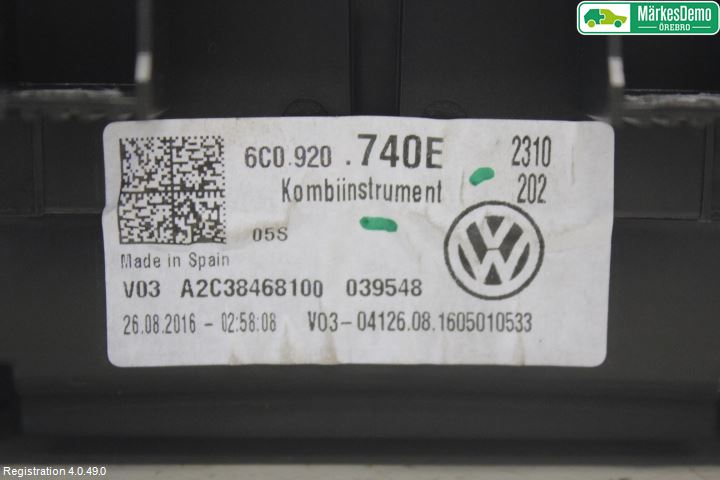 Volkswagen VW POLO 10-17 Instrument Komb