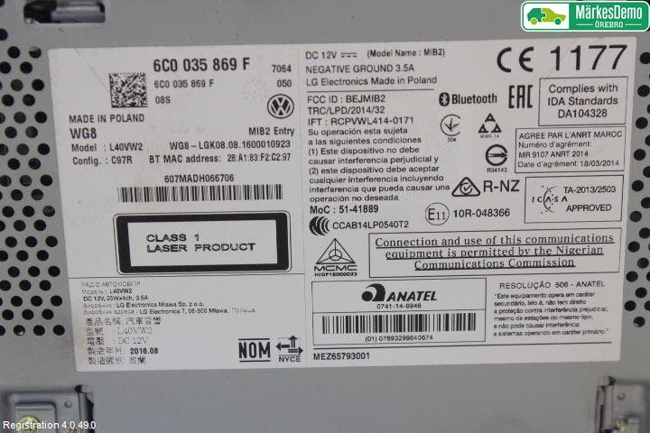 Volkswagen VW POLO 10-17 Cd Radio - Multimediapanel