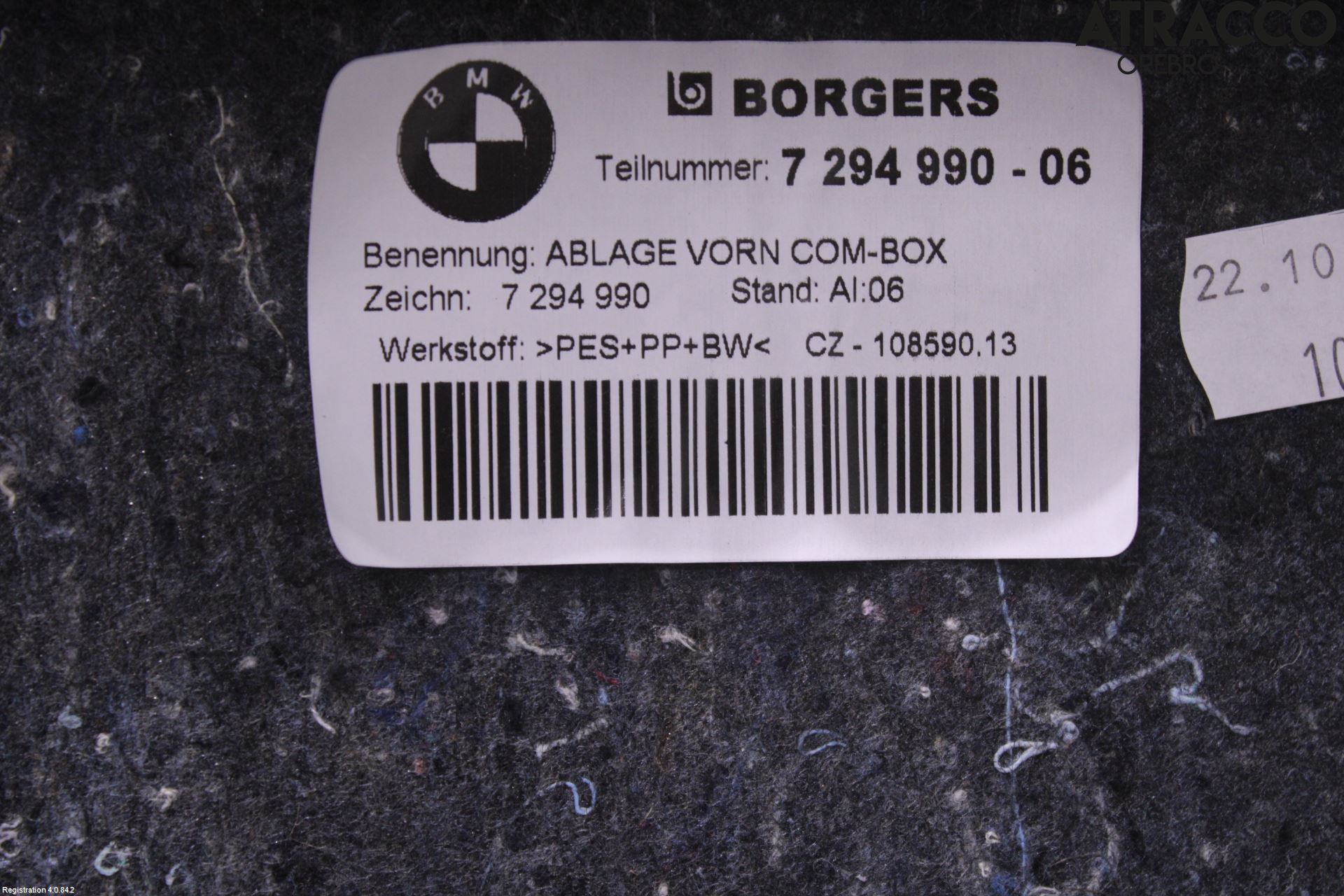 BMW 3 F30/F31/F80 12-19 Inrbagagerumklädsel-Golv