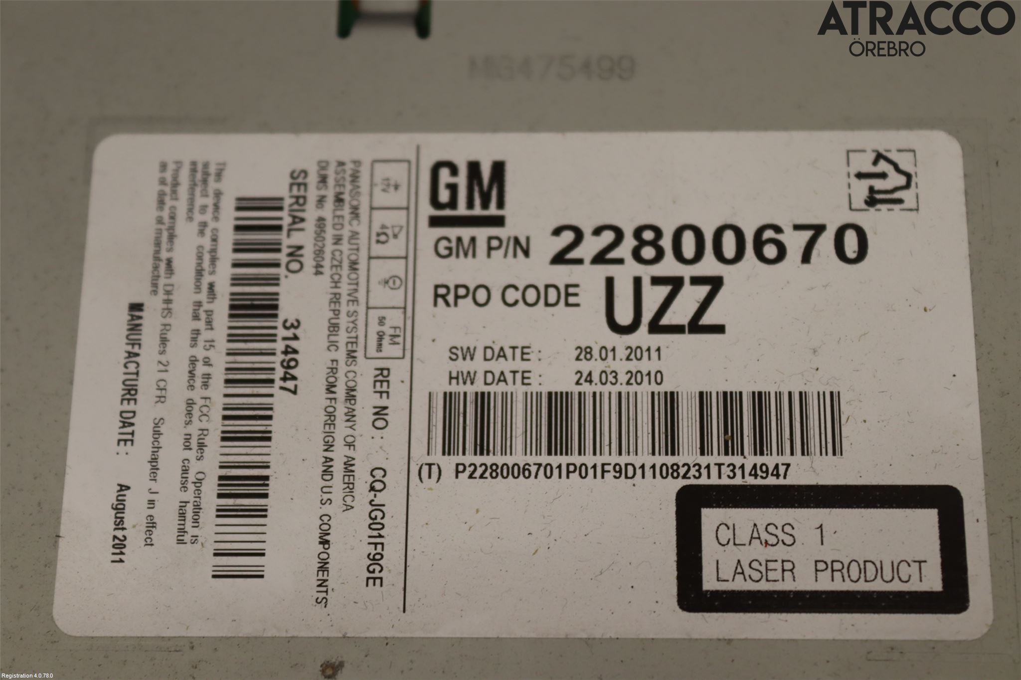 Opel INSIGNIA 09-16 Cd Radio - Multimediapanel