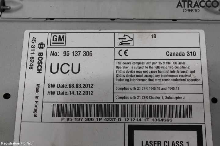 GM CHEVROLET CRUZE Radio