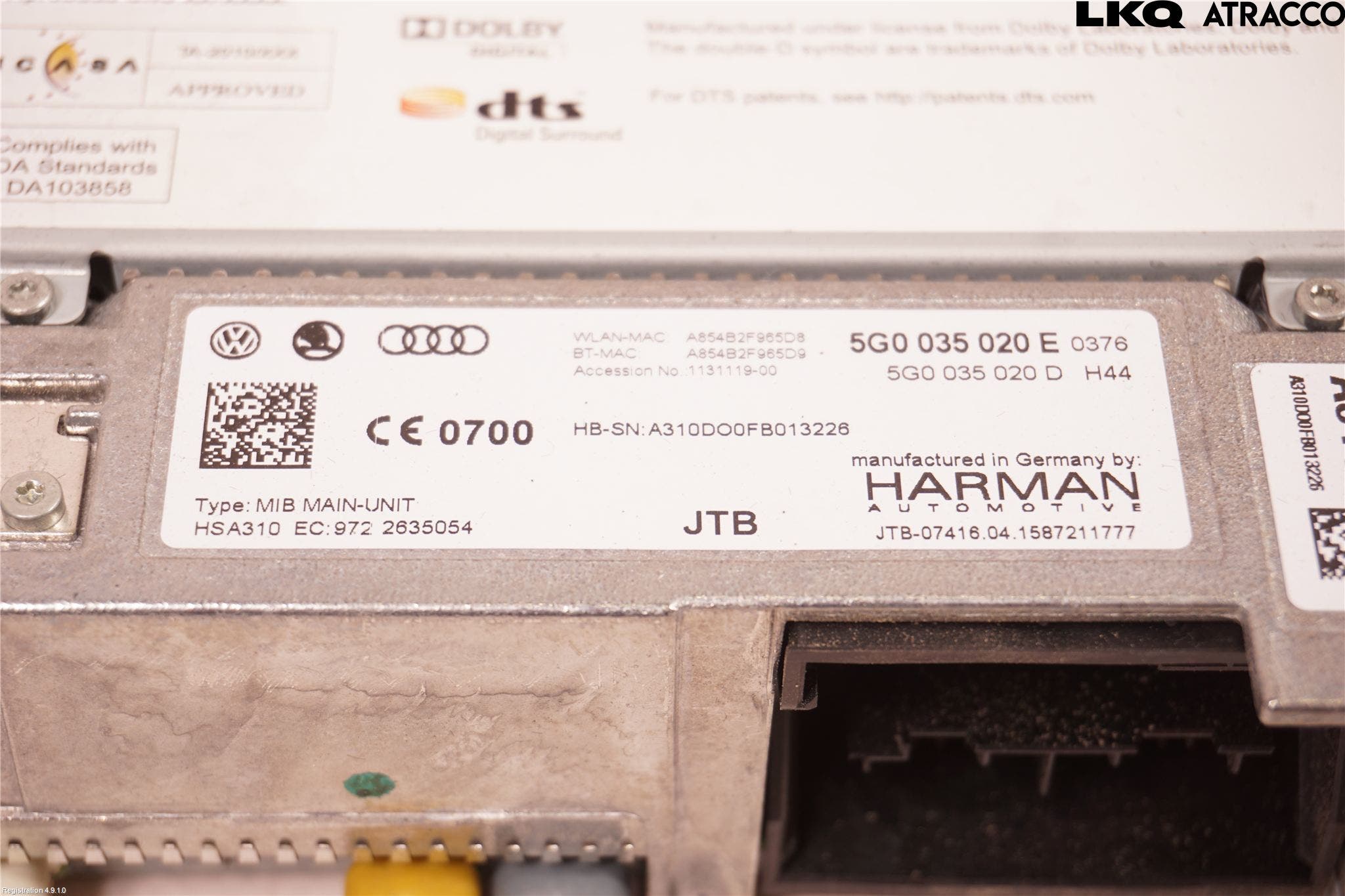 Volkswagen VW GOLF / E-GOLF VII 13-20 Styrenhet Multimedia