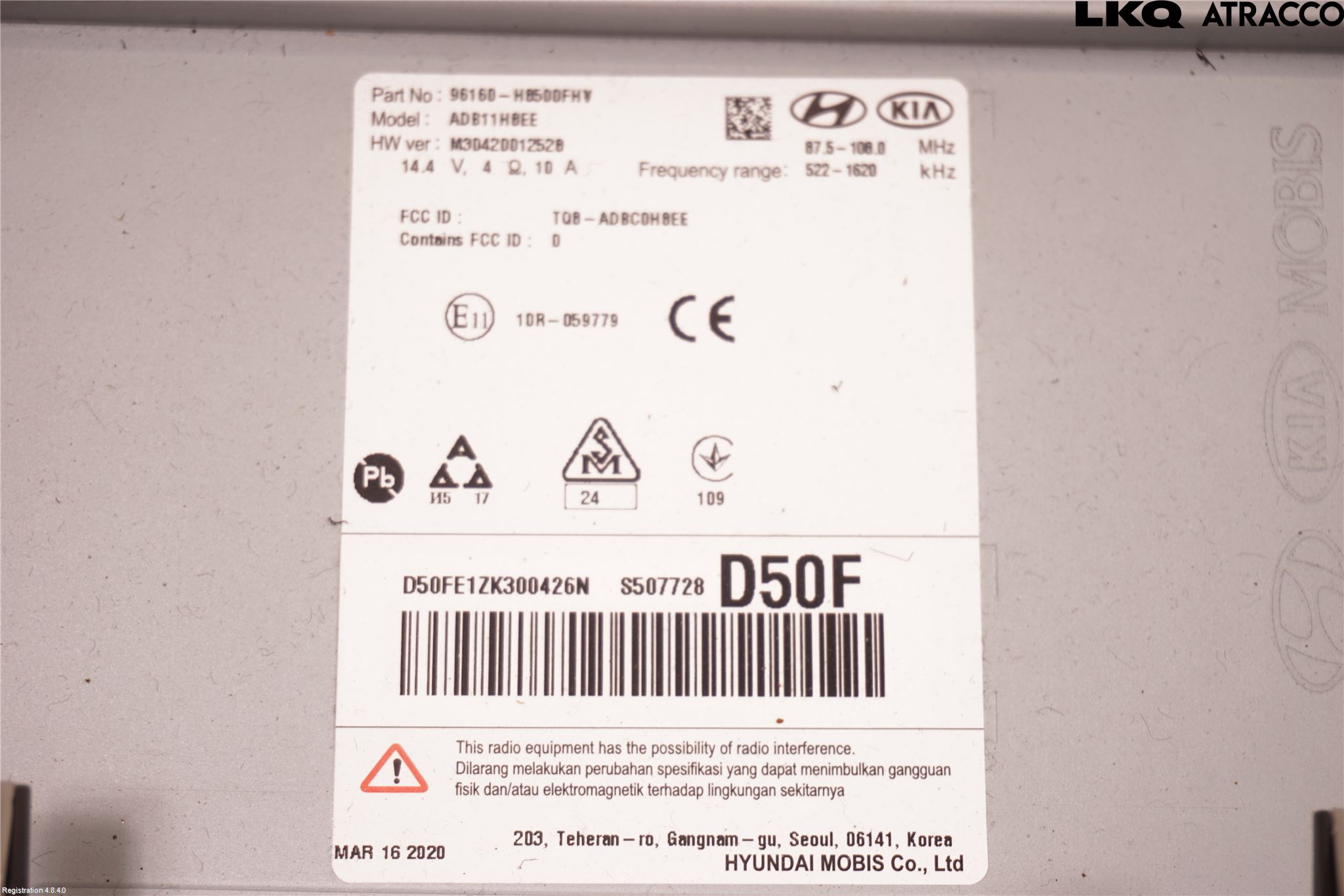 Kia RIO 17- Cd Radio - Multimediapanel