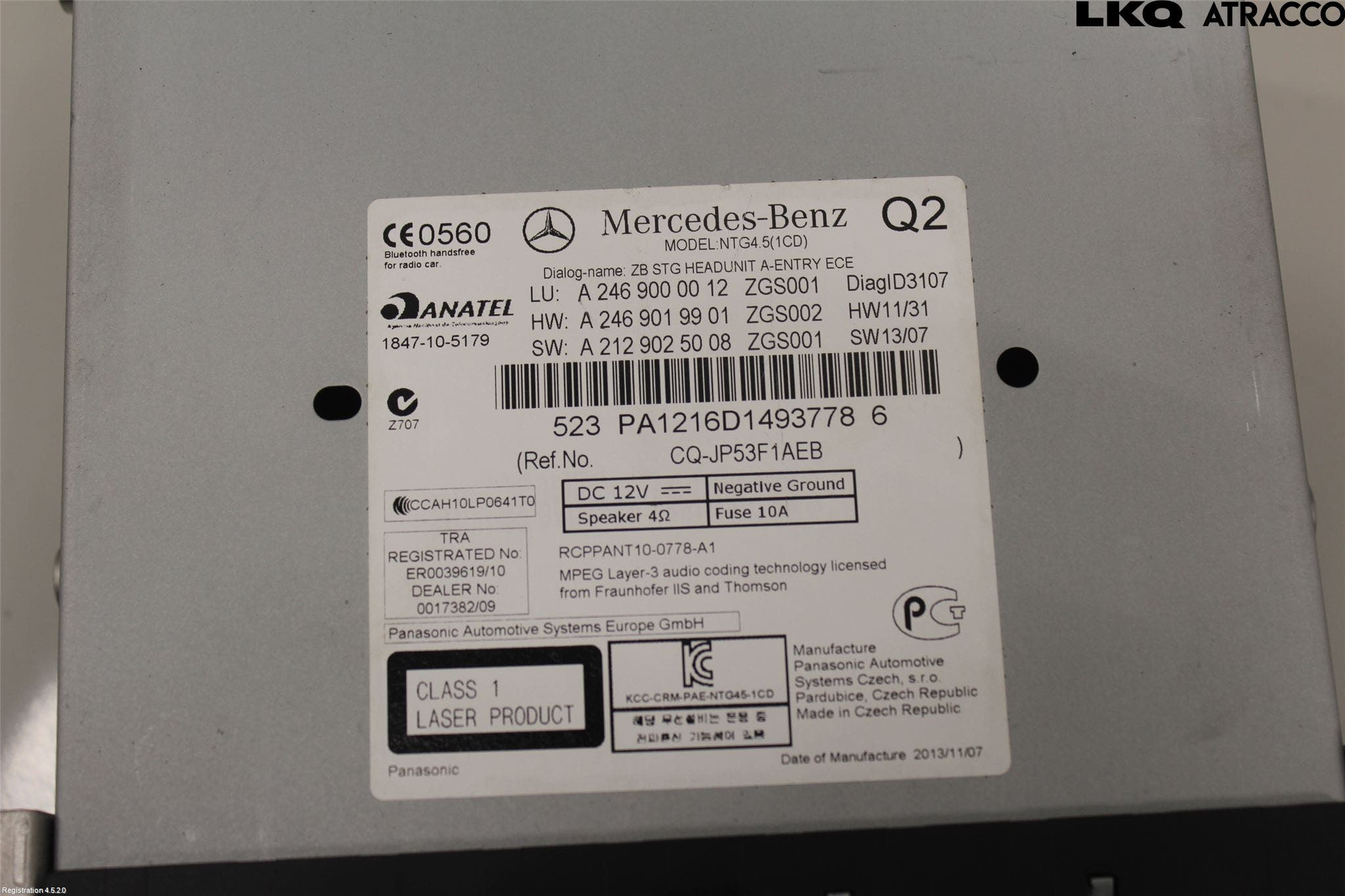 Mercedes-Benz MB A-KLASS (W176) 13-18 Cd Radio - Multimediapanel