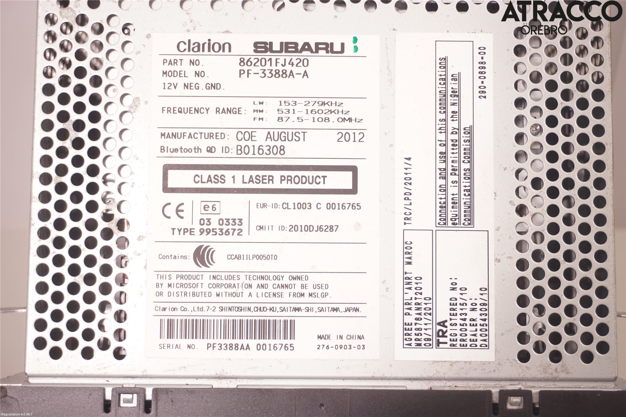 Subaru XV 12-17 Cd Radio - Multimediapanel