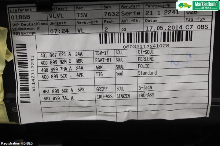 Audi A6/S6 4G 11-18 Dörrklädsel Vä