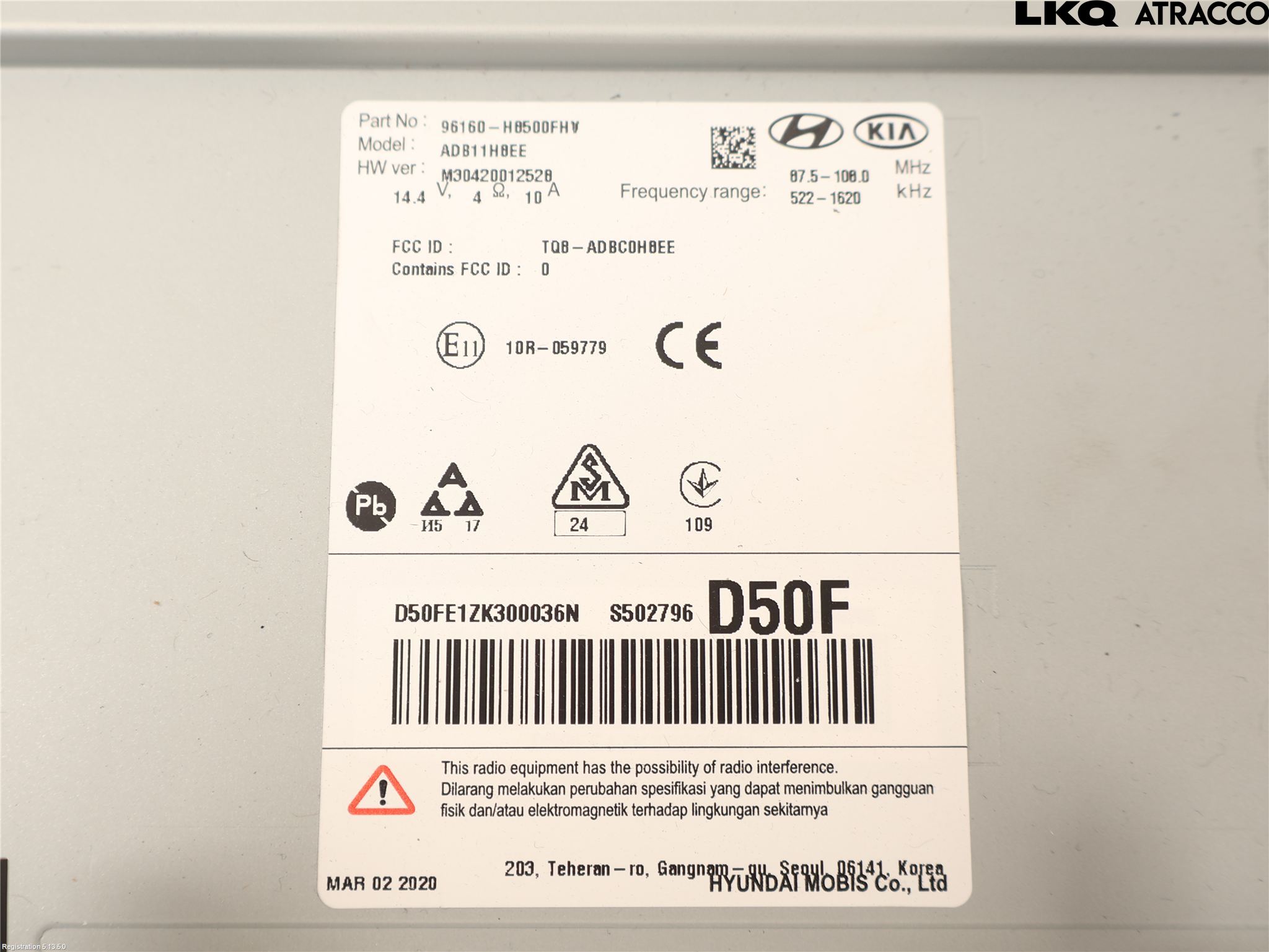 Kia RIO 17- Cd Radio - Multimediapanel