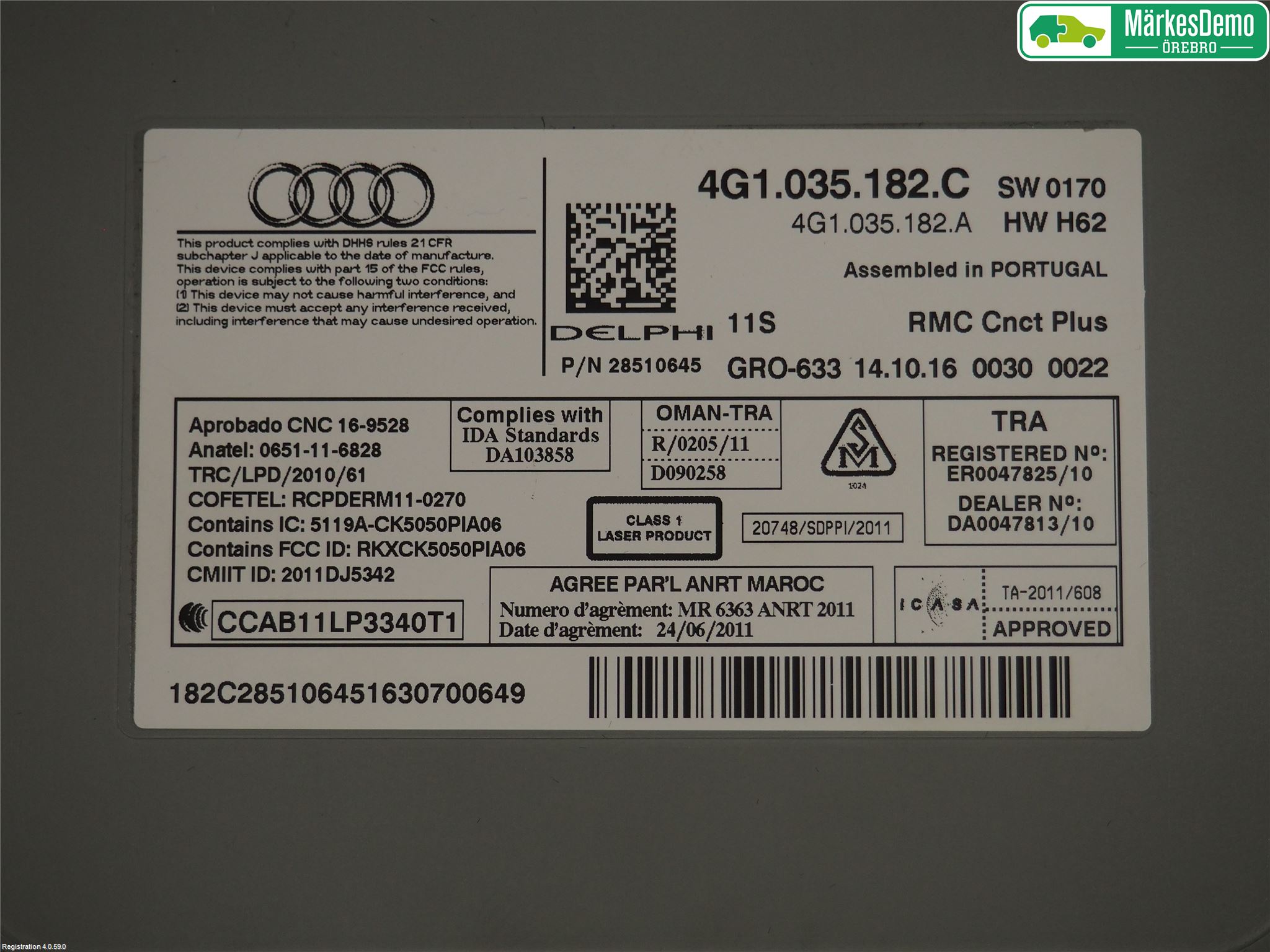 Audi A6/S6 4G 11-18 Cd Radio - Multimediapanel