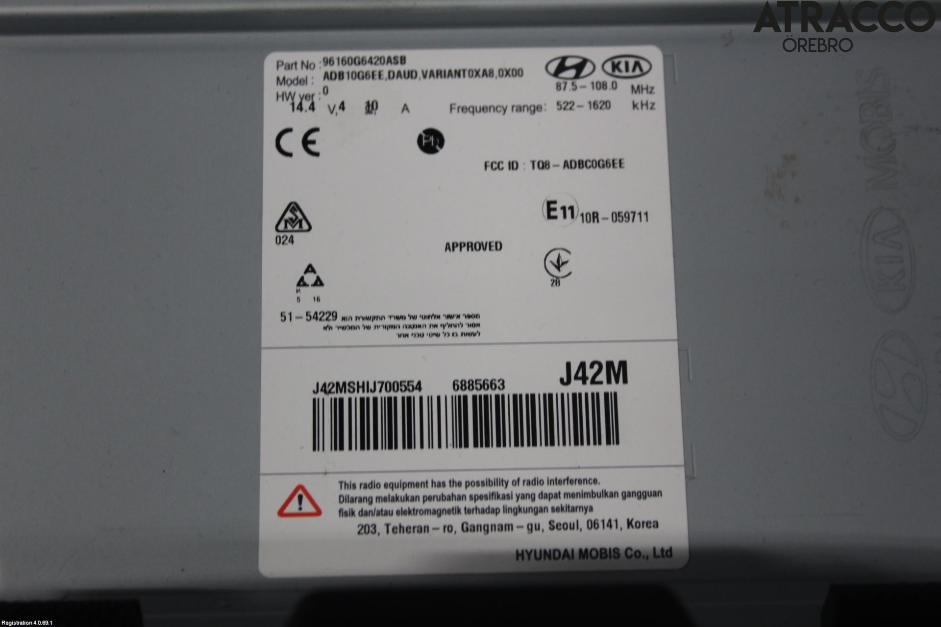 Kia PICANTO 17- Cd Radio - Multimediapanel