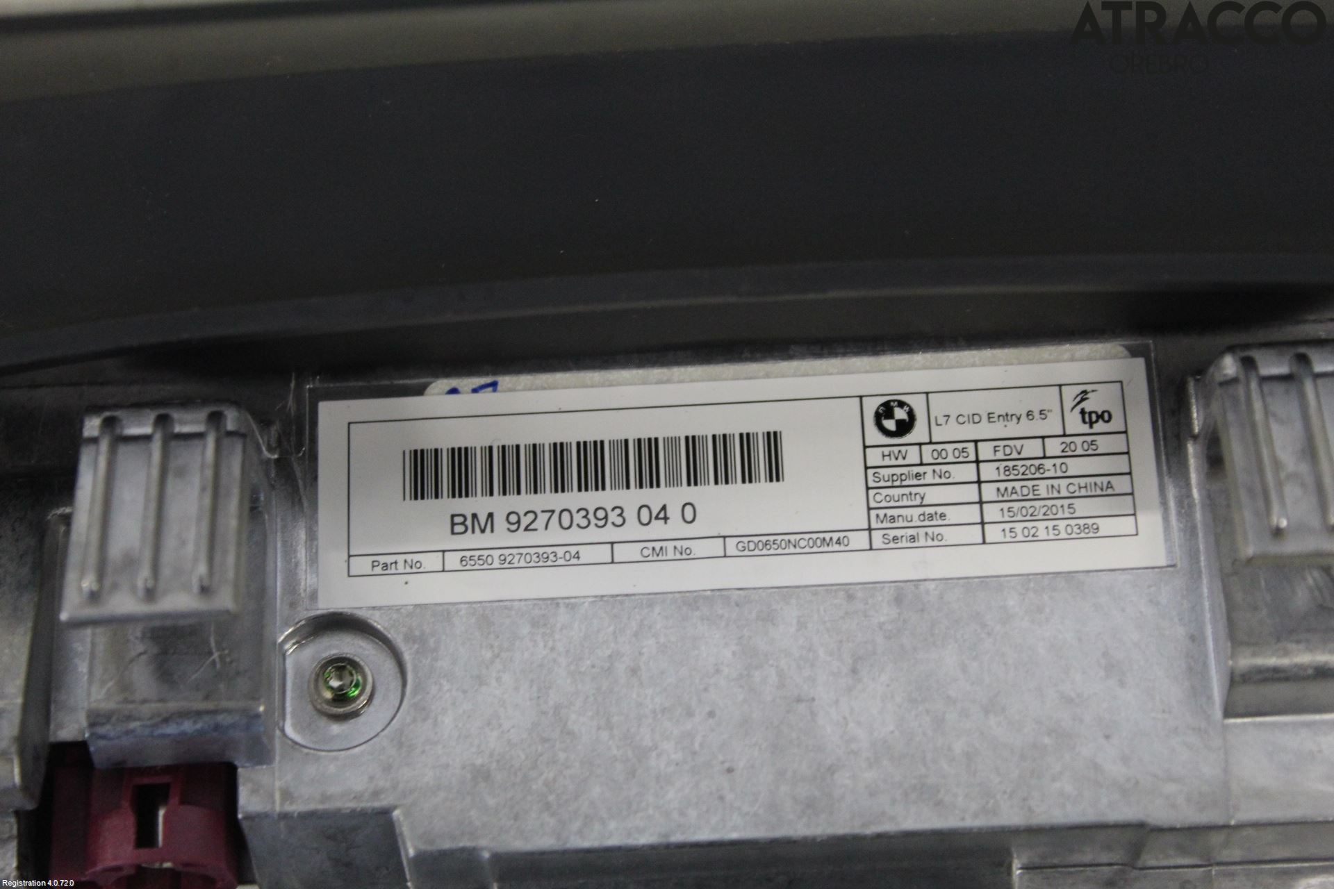 BMW 3 F30/F31/F80 12-19 Bildskärm