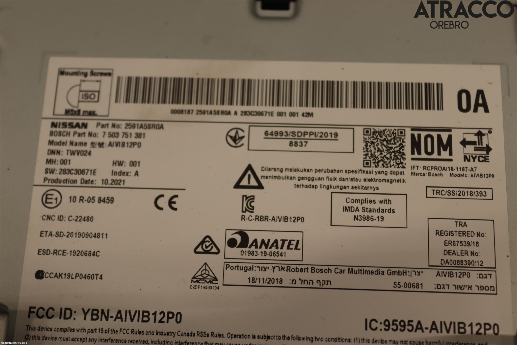 Nissan LEAF 18- Cd Radio - Multimediapanel