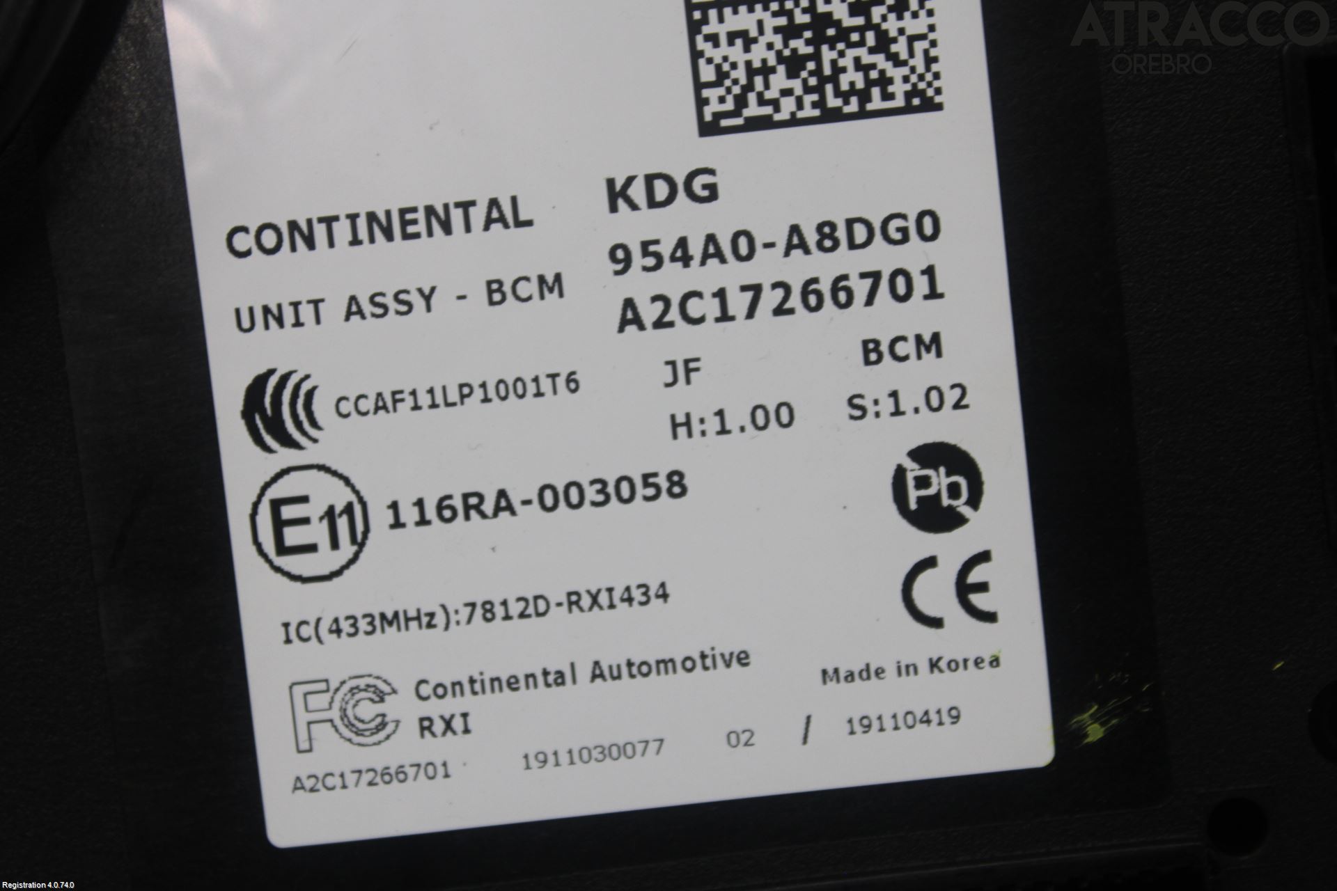 Kia OPTIMA 16-20 Styrenhet Övrigt