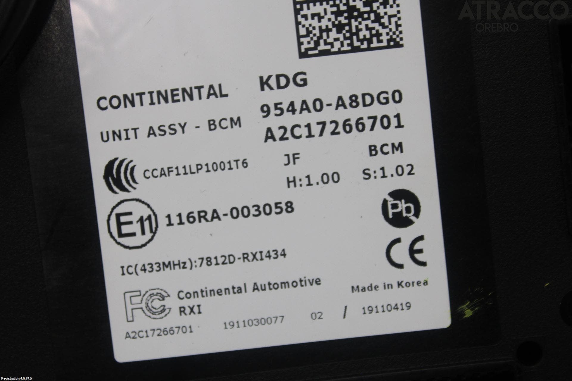 Kia OPTIMA 16-20 Styrenhet Övrigt