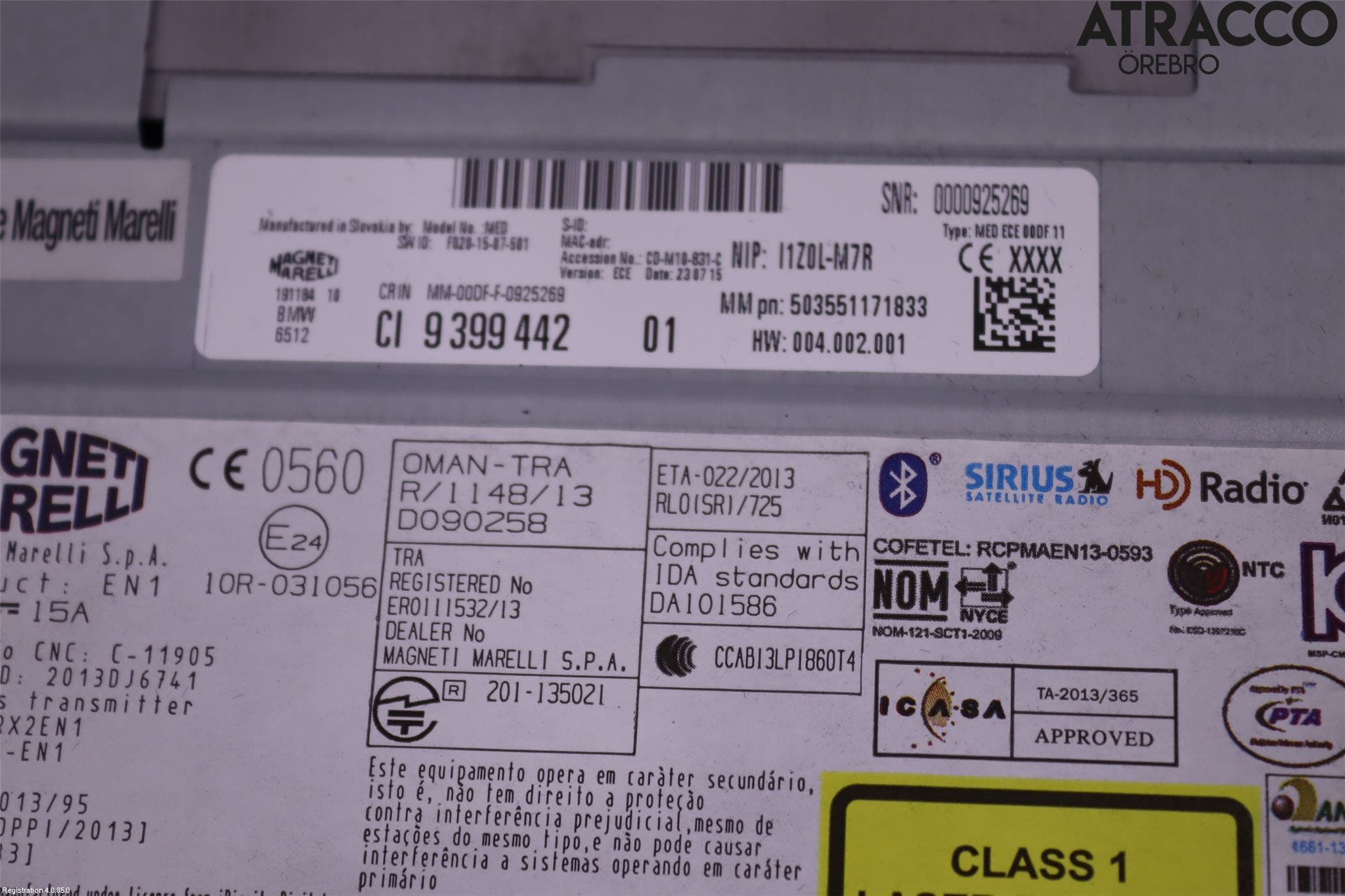 BMW 5 F10/F11/F18 09-17 Cd Radio - Multimediapanel