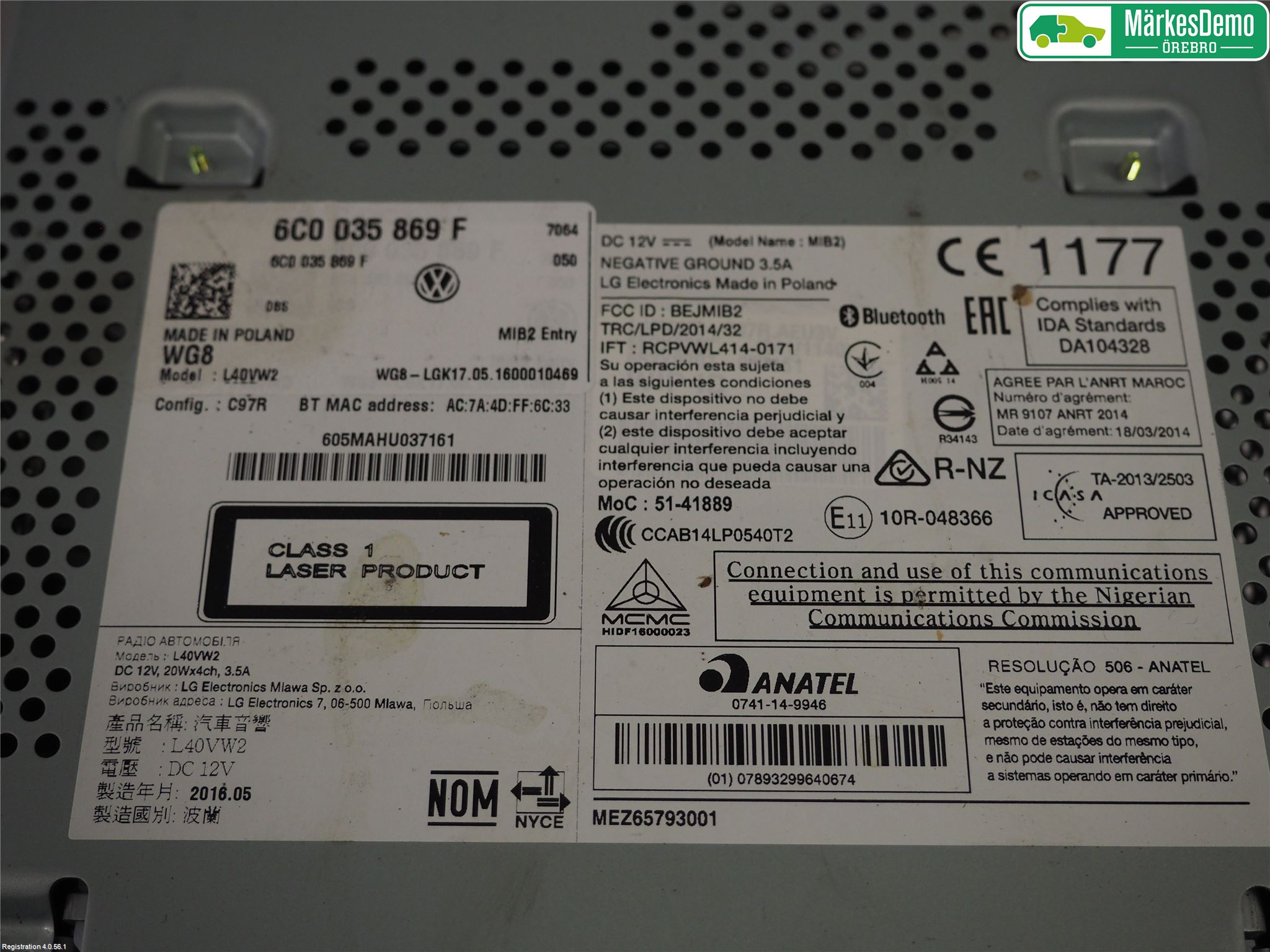 Volkswagen VW POLO 10-17 Cd Radio - Multimediapanel