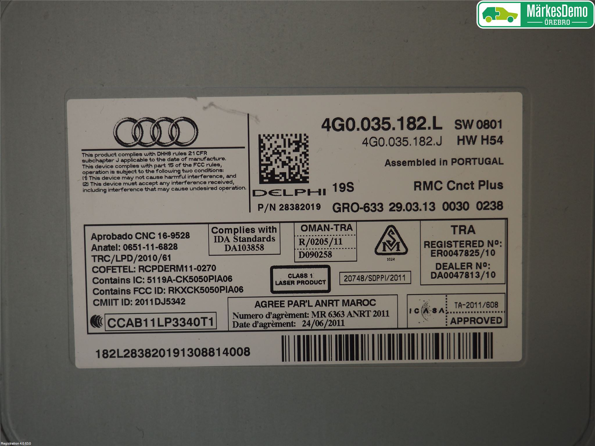 Audi A6/S6 4G 11-18 Cd Radio - Multimediapanel
