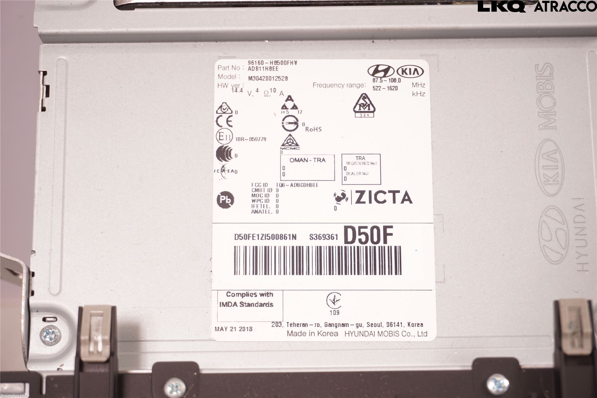 Kia RIO 17- Cd Radio - Multimediapanel