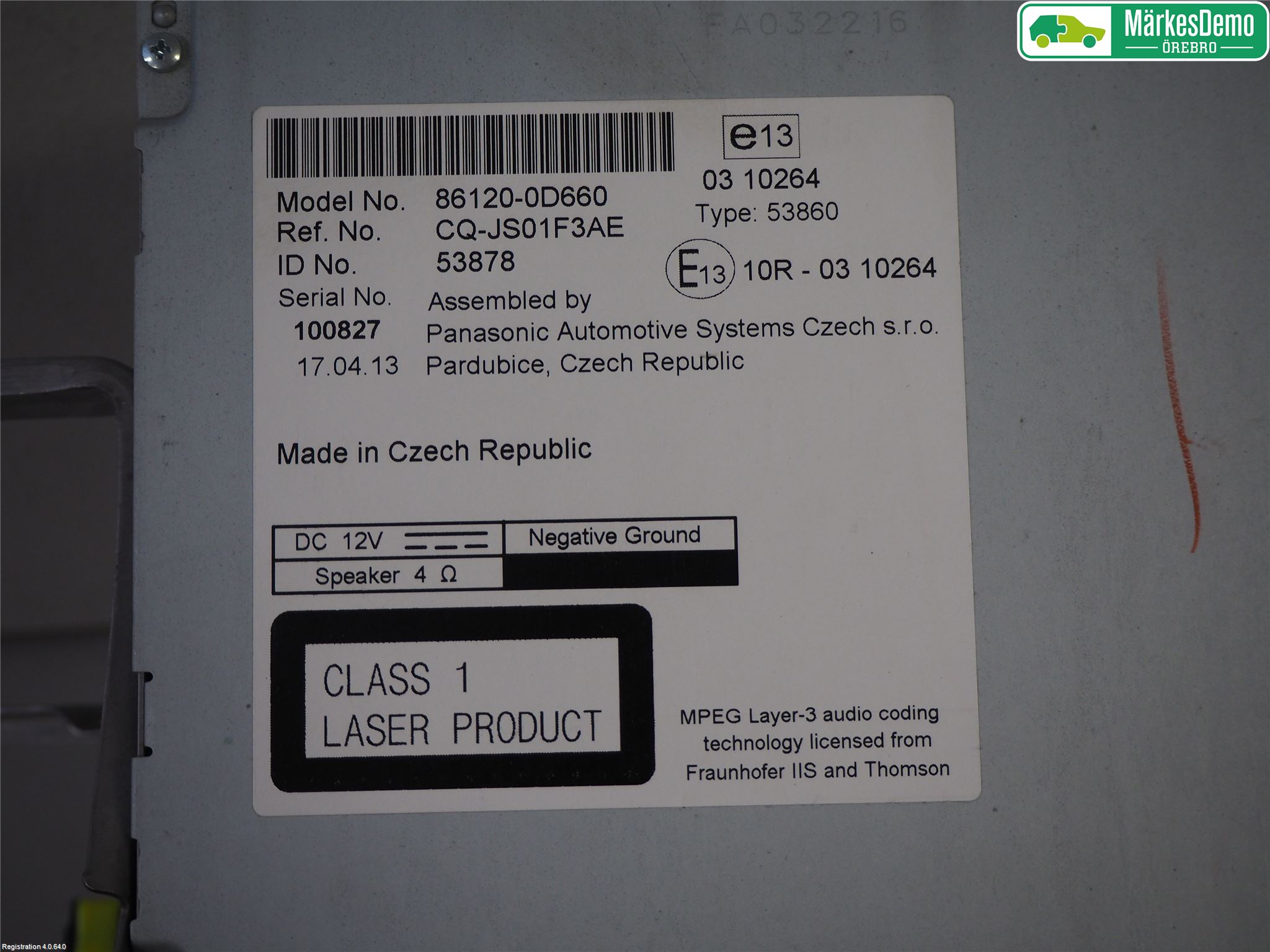 Toyota YARIS XP130 12-14 Cd Radio - Multimediapanel