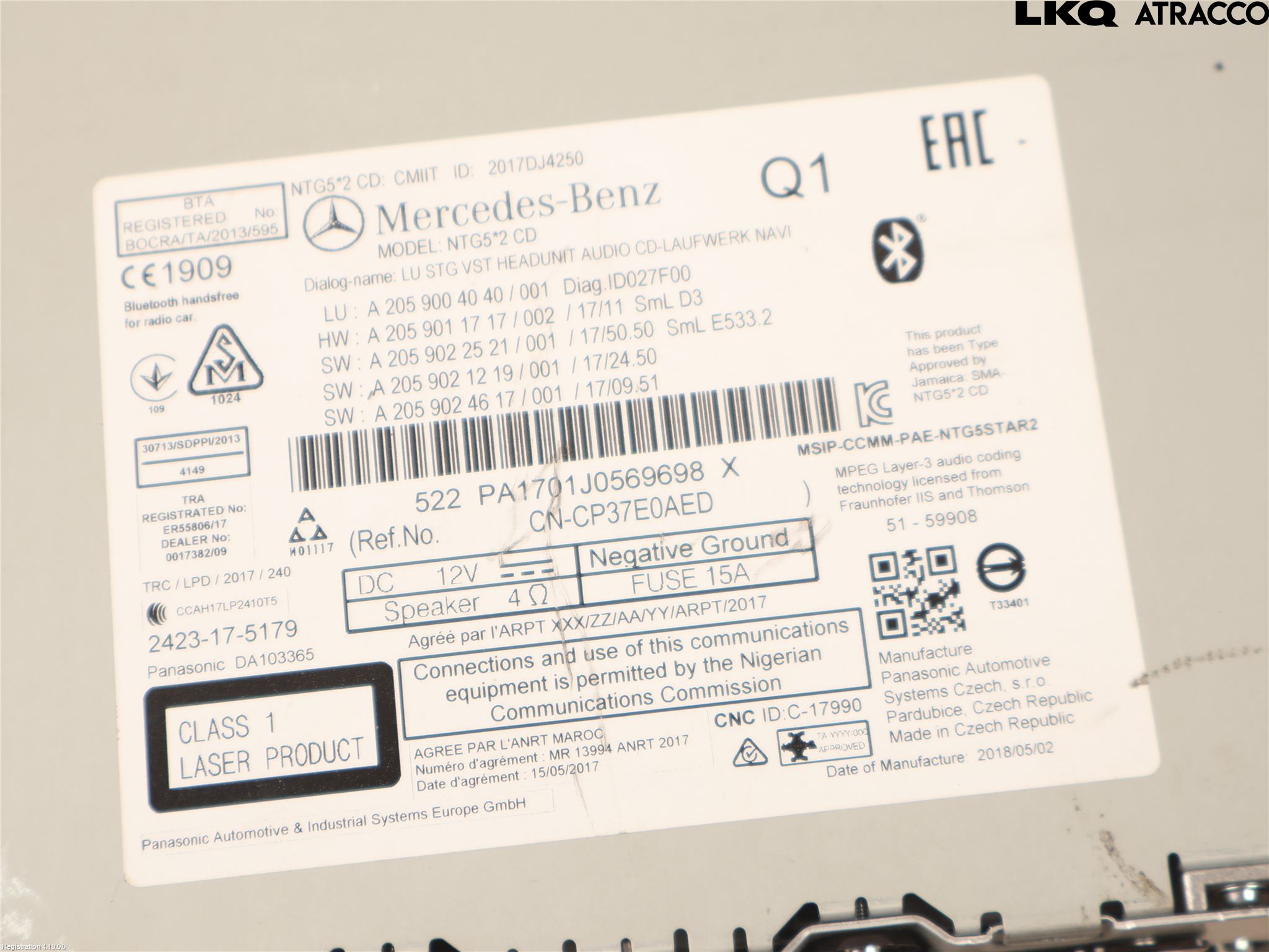 Mercedes-Benz MB C-KLASS (W205) 14-21 Styrenhet Multimedia